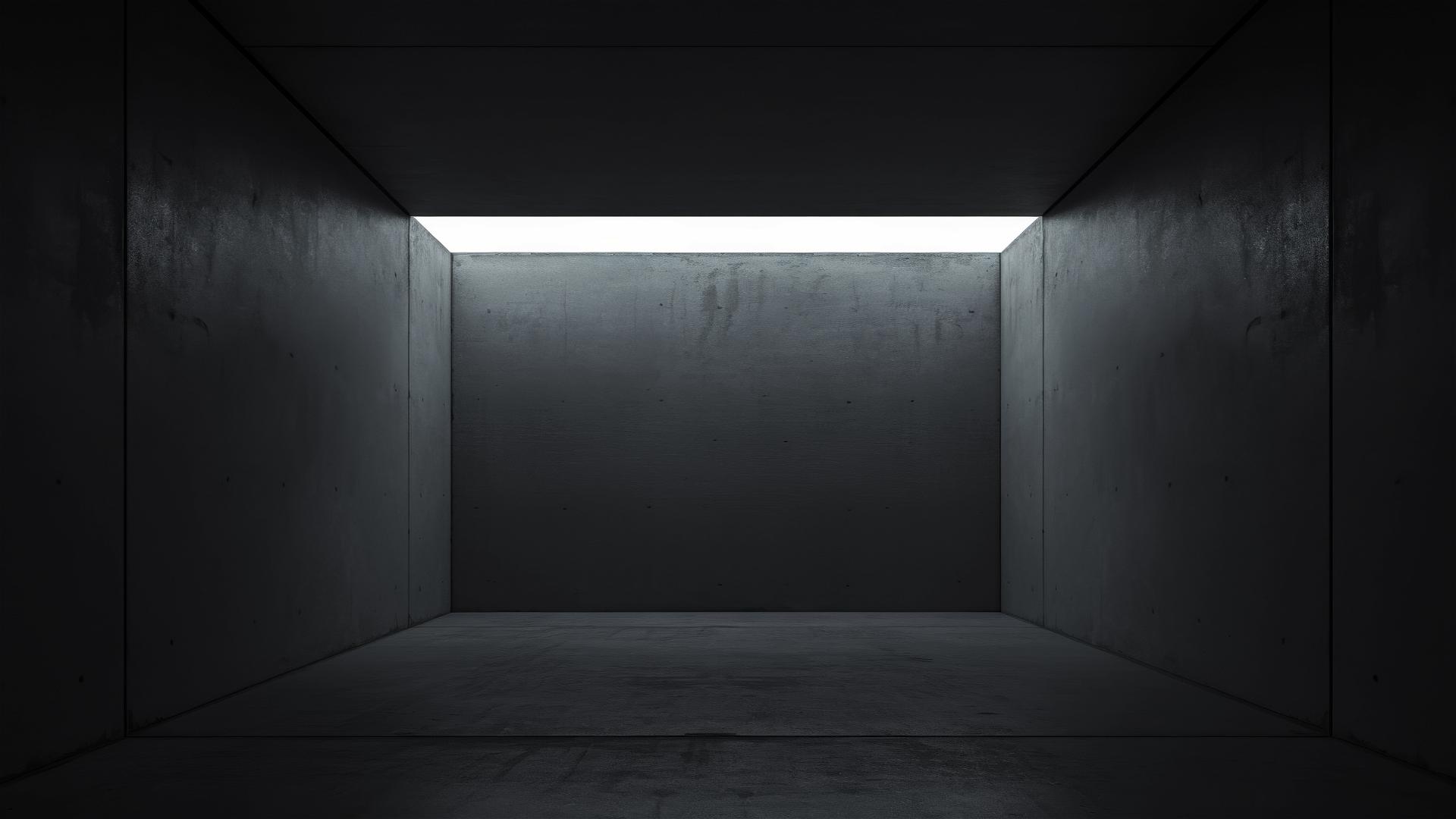 Aesthetic dark room with single spot of light on the floor