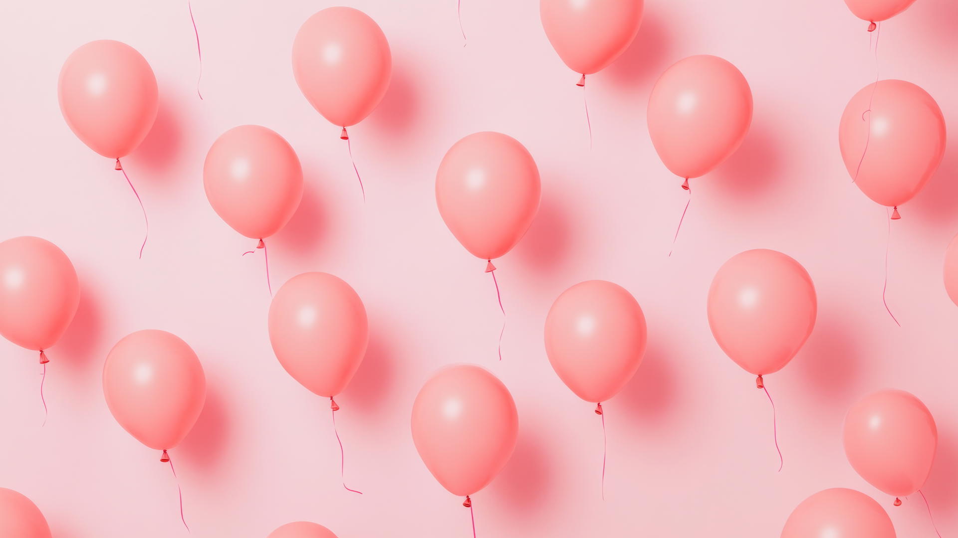 Pink aesthetic wallpaper with whimsical floating pink balloons on a light pink background
