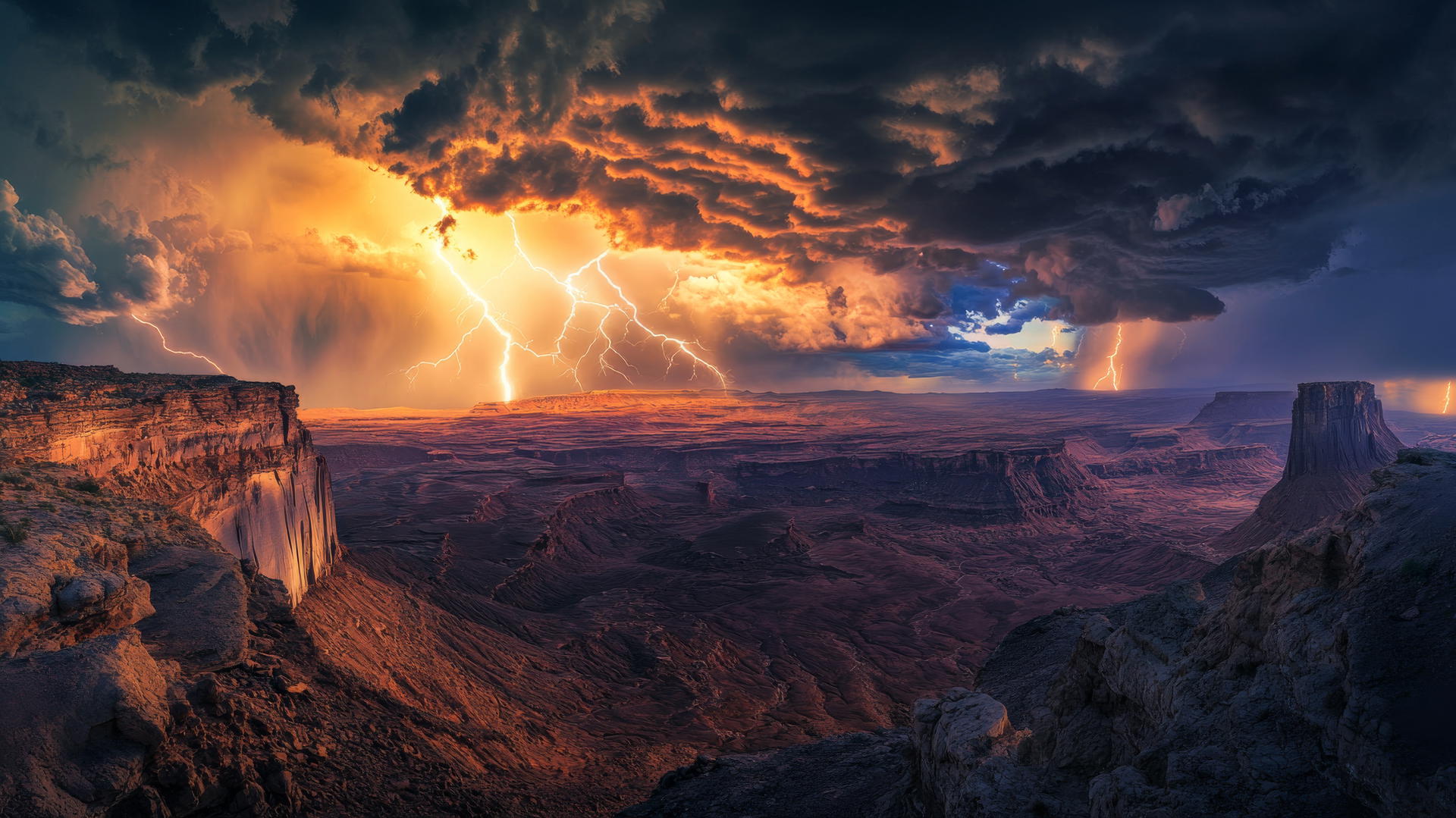 beautiful nature wallpaper 4k with thunderstorm over desert and lightning