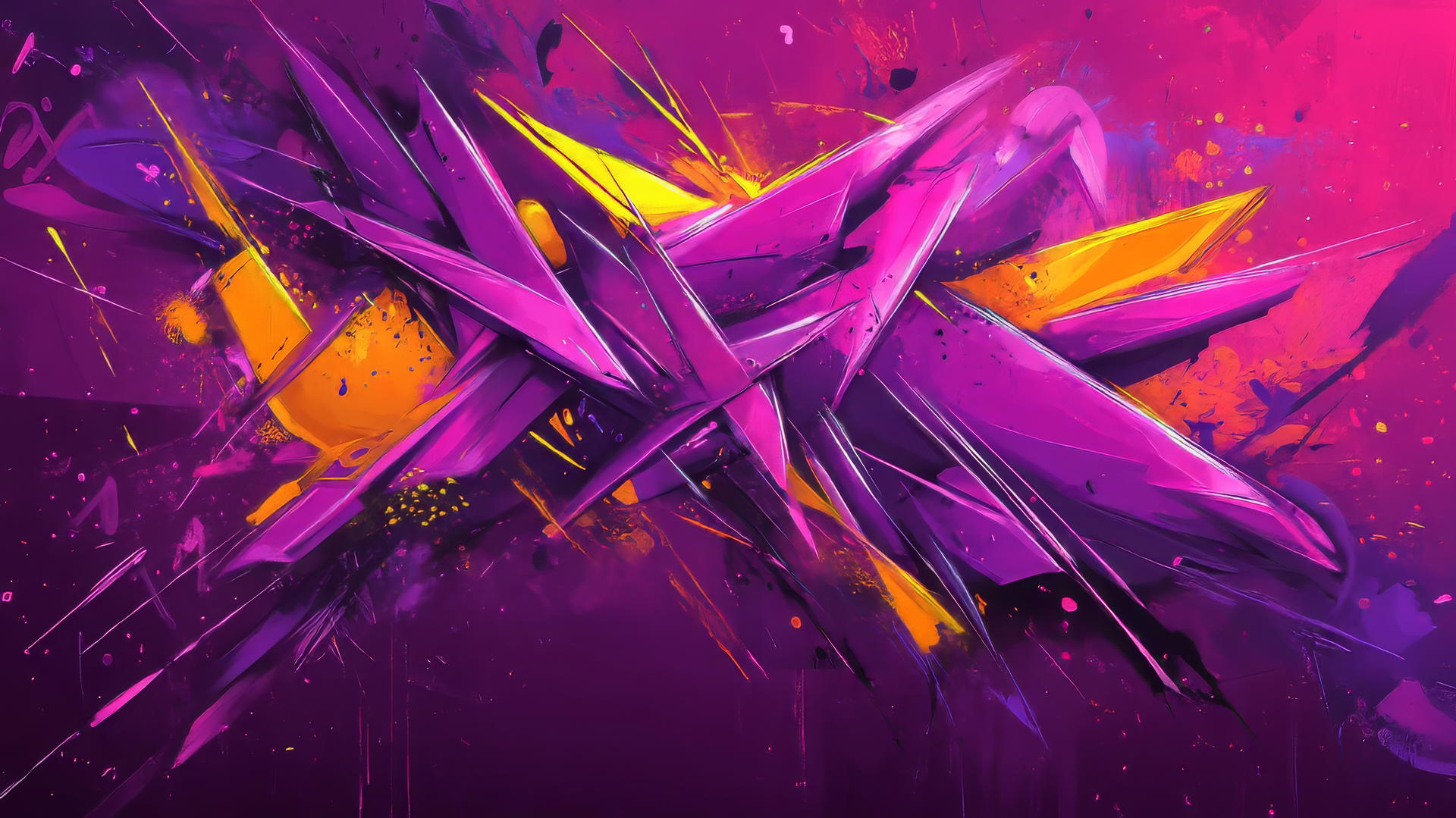 A vibrant purple wallpaper 4k with bold purple strokes, neon splashes, and urban textures.