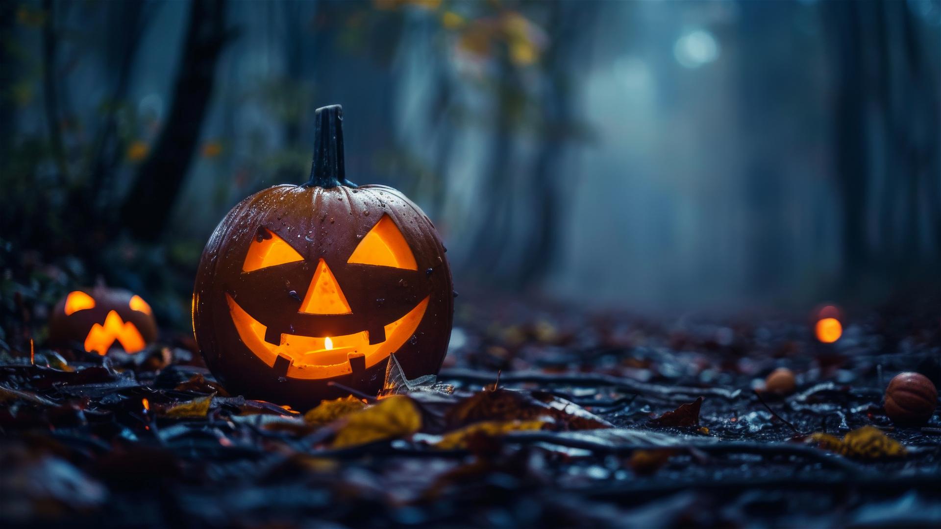 Halloween-themed background with spooky elements