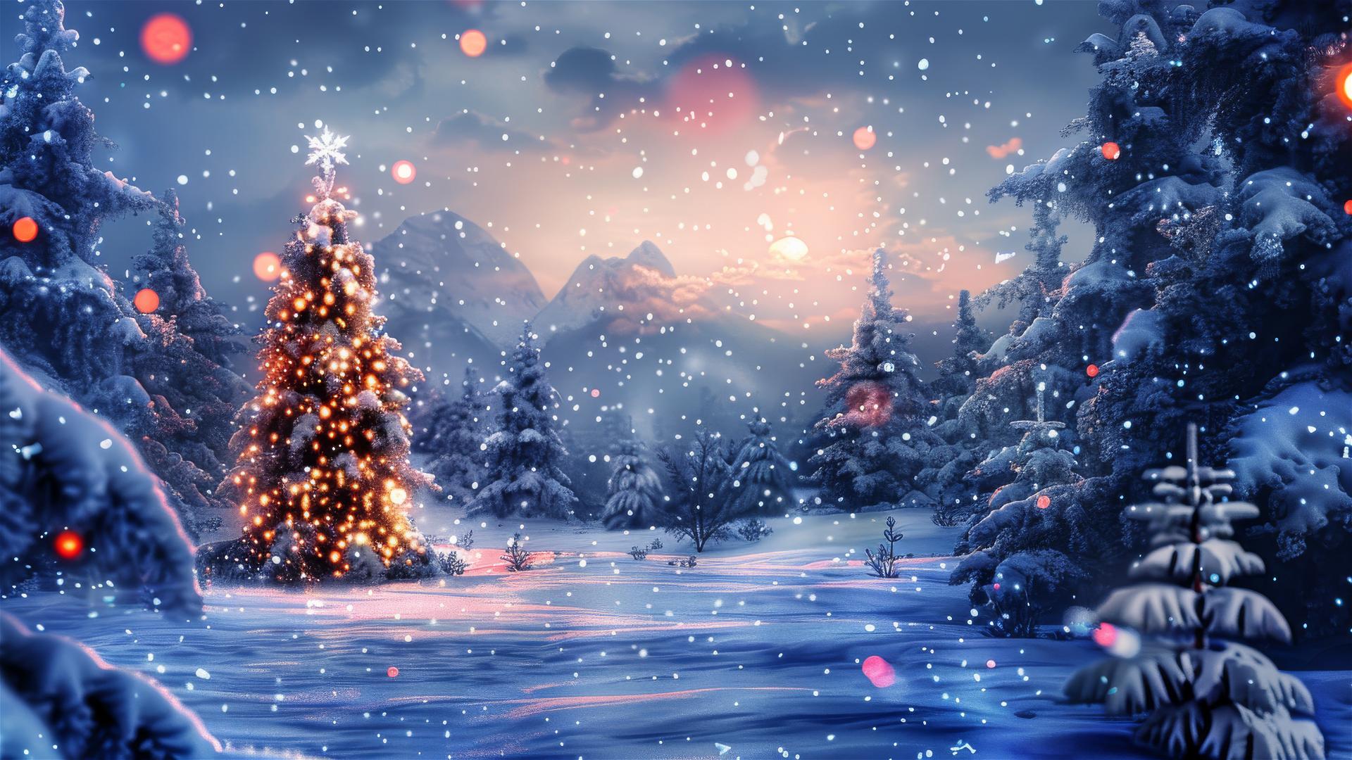 festive Christmas background with holiday decorations