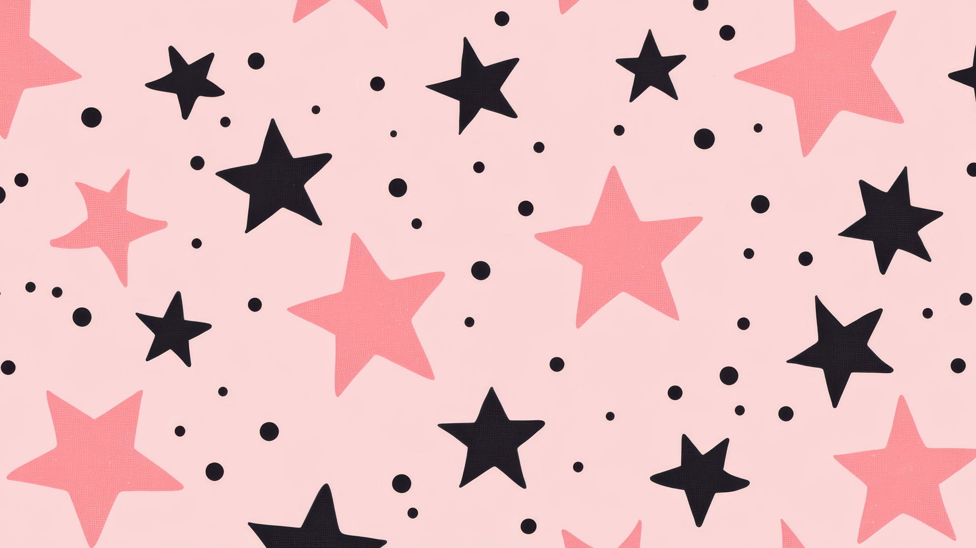 preppy wallpaper with pink stars and black dots on a pastel pink background