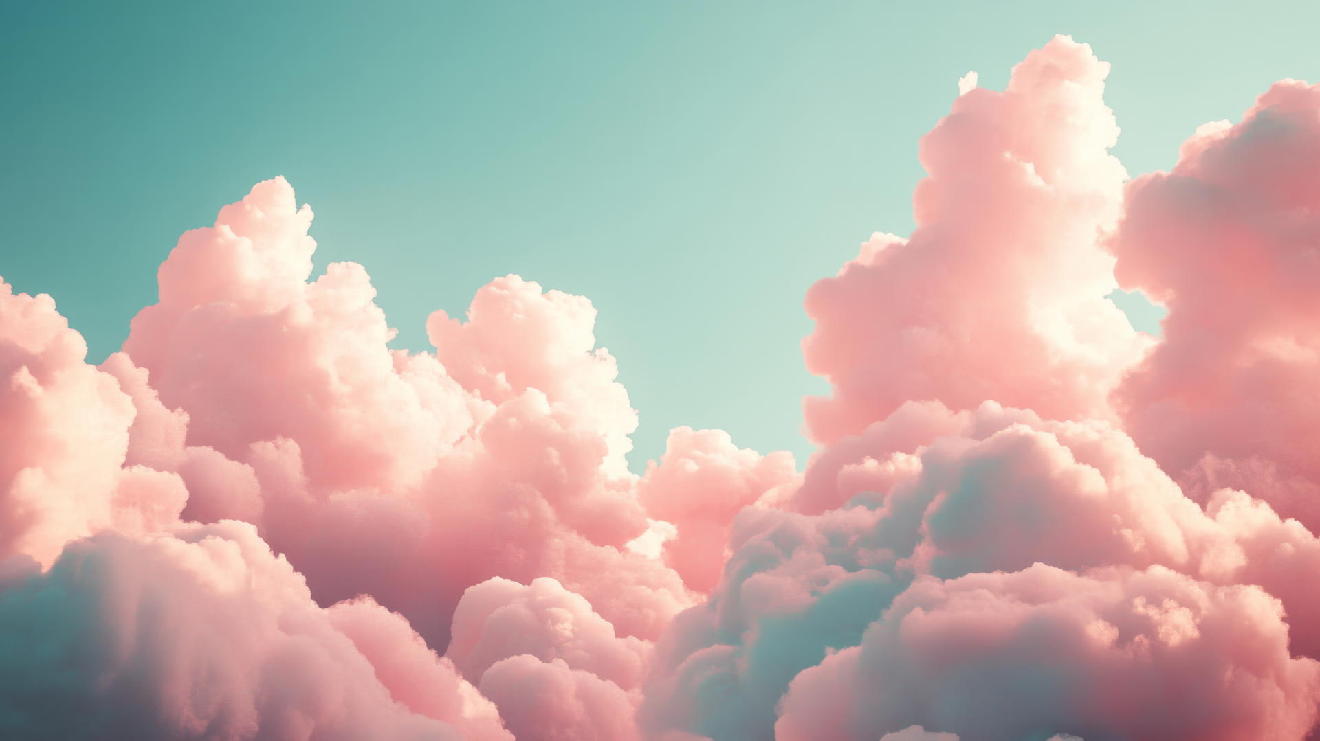 aesthetic pink wallpaper with dreamy ethereal cloudscape and soft fluffy pink clouds