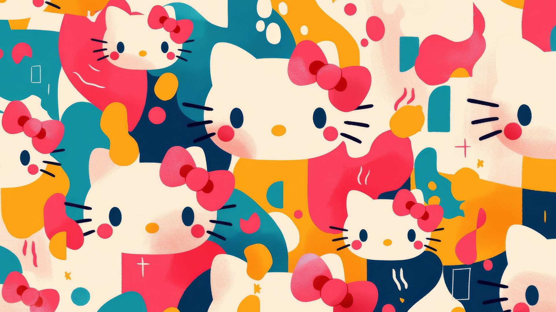 Hello Kitty aesthetic wallpaper with colorful abstract art