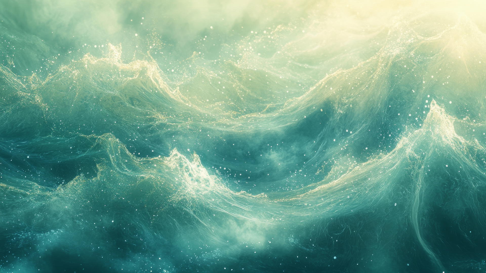 Ethereal ocean waves with sparkling highlights in a summer aesthetic wallpaper