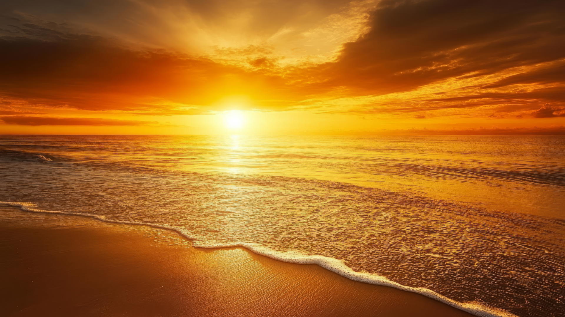 sunset beach wallpaper with golden sunset over a vast empty beach