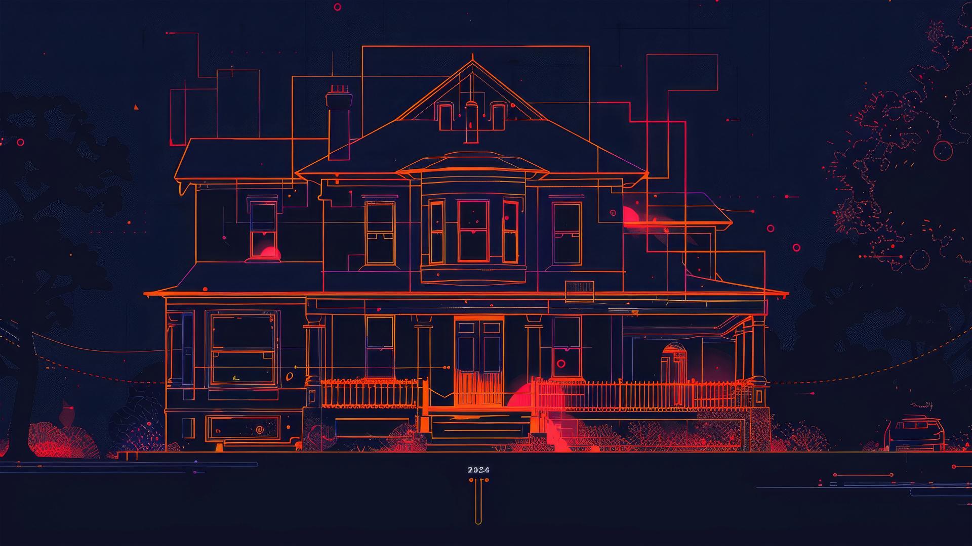 Minimalist mansion poster in Basquiat style with 'ART' and '2024' texts.