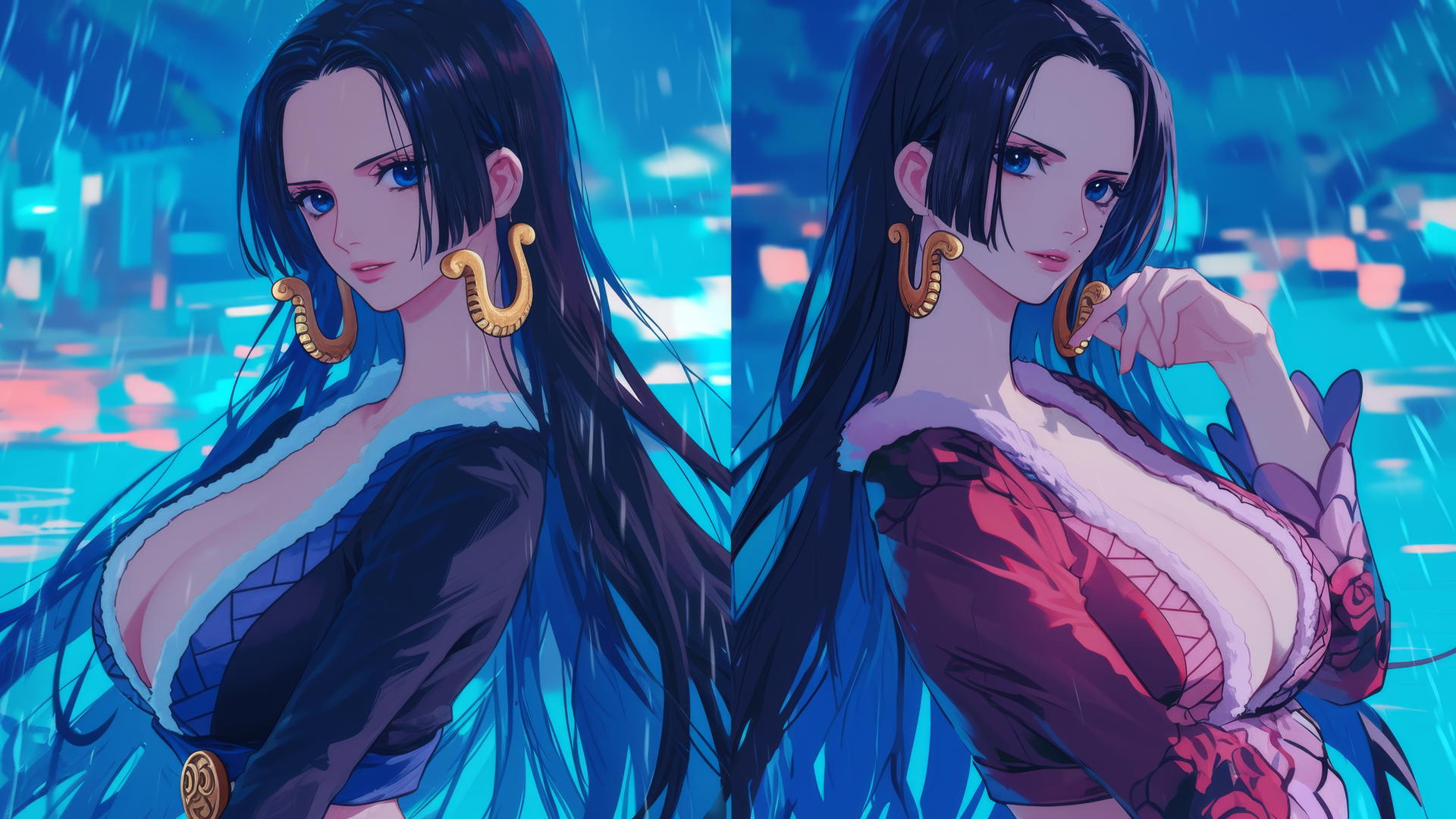Boa Hancock from One Piece in dual portrayal