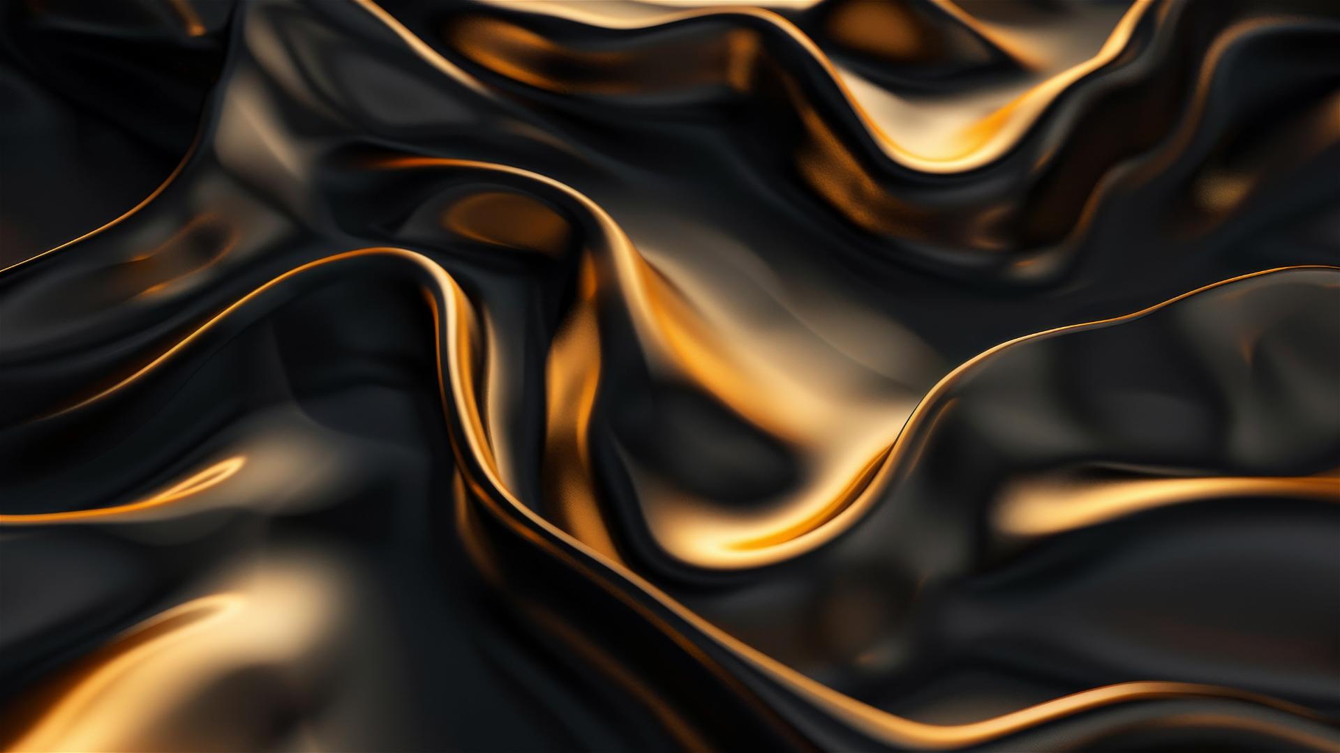 Elegant dark gold flowing shapes on iPhone background