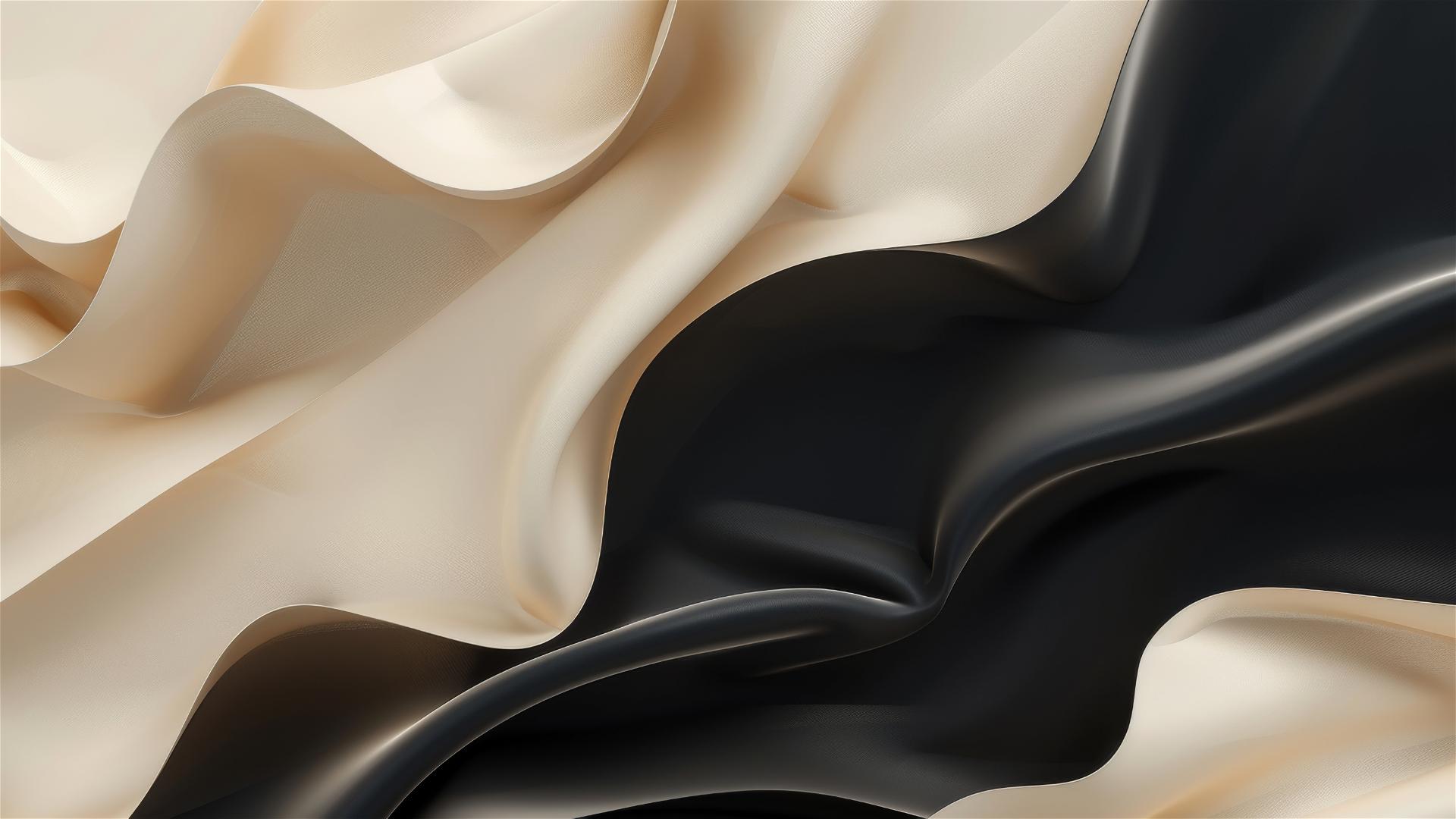 Elegant black and beige flowing shapes on iPhone background