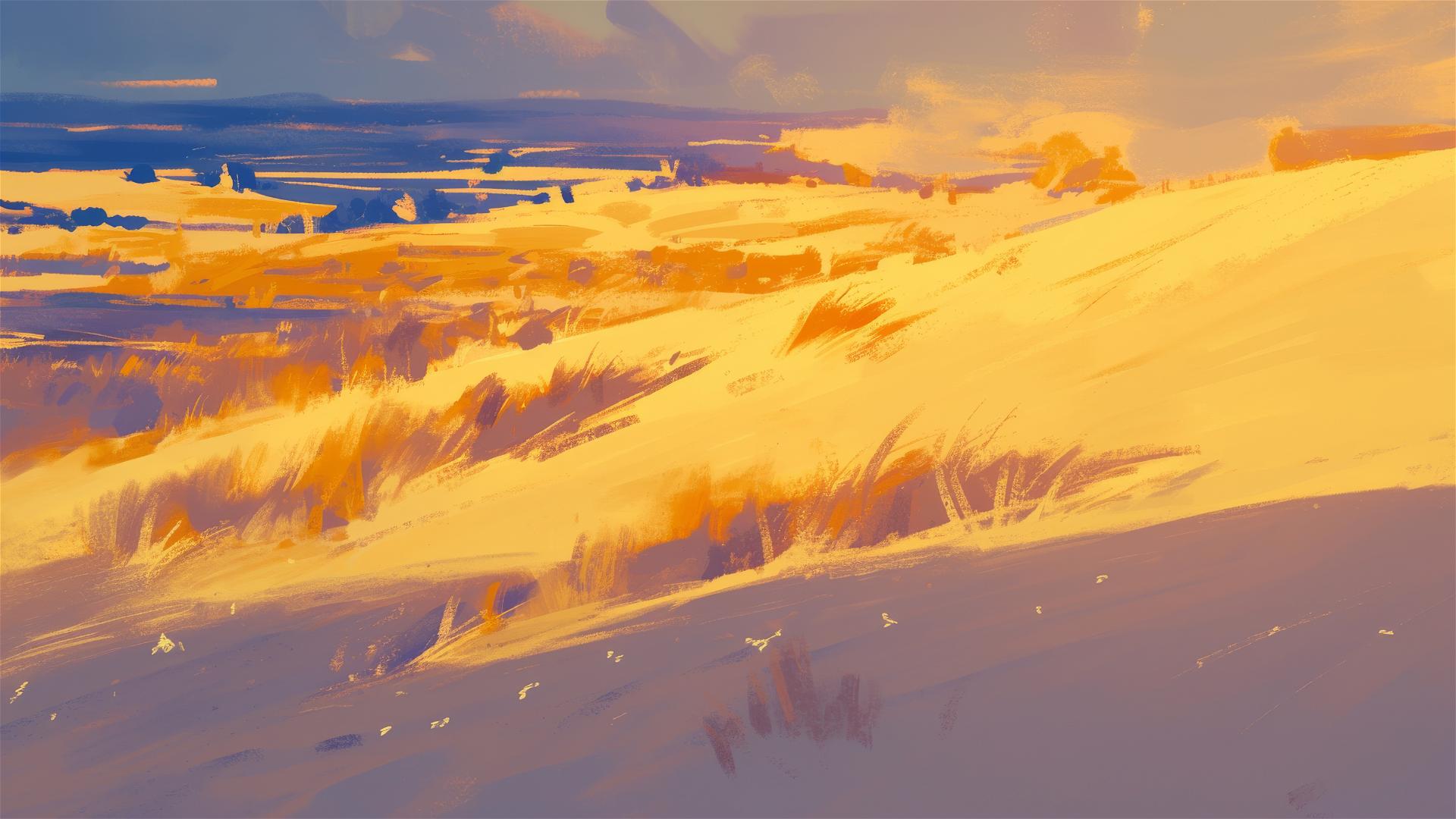 Golden hour dunes with sunset reflections