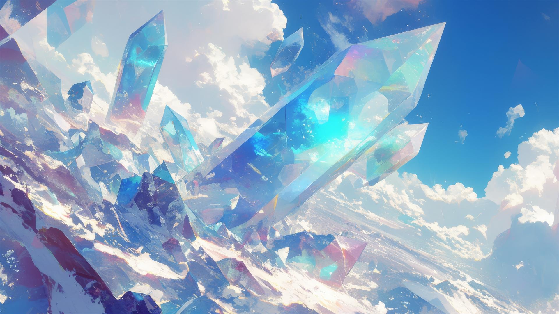 Rainstorm over quartz fields with refractive crystal visions
