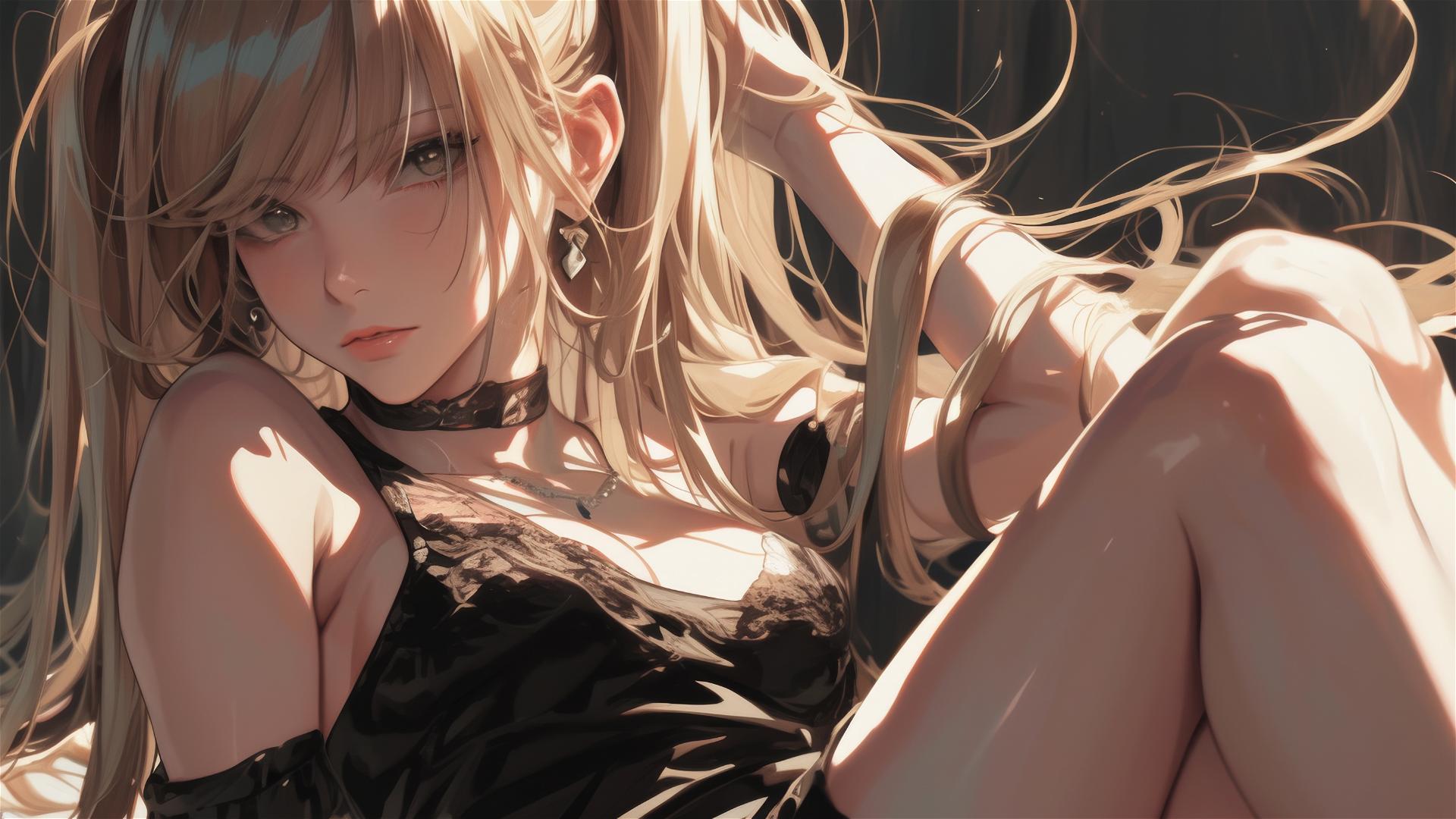 Misa Amane in dynamic pose on dark background with spotlight