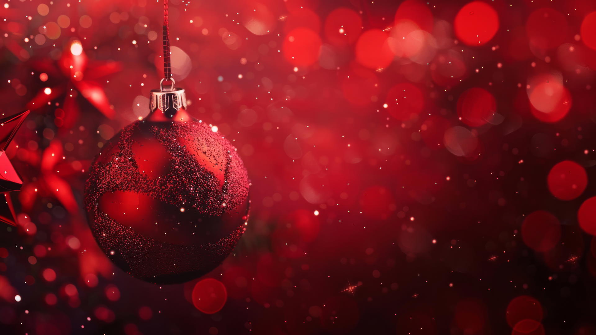Festive Christmas background with predominant red colors