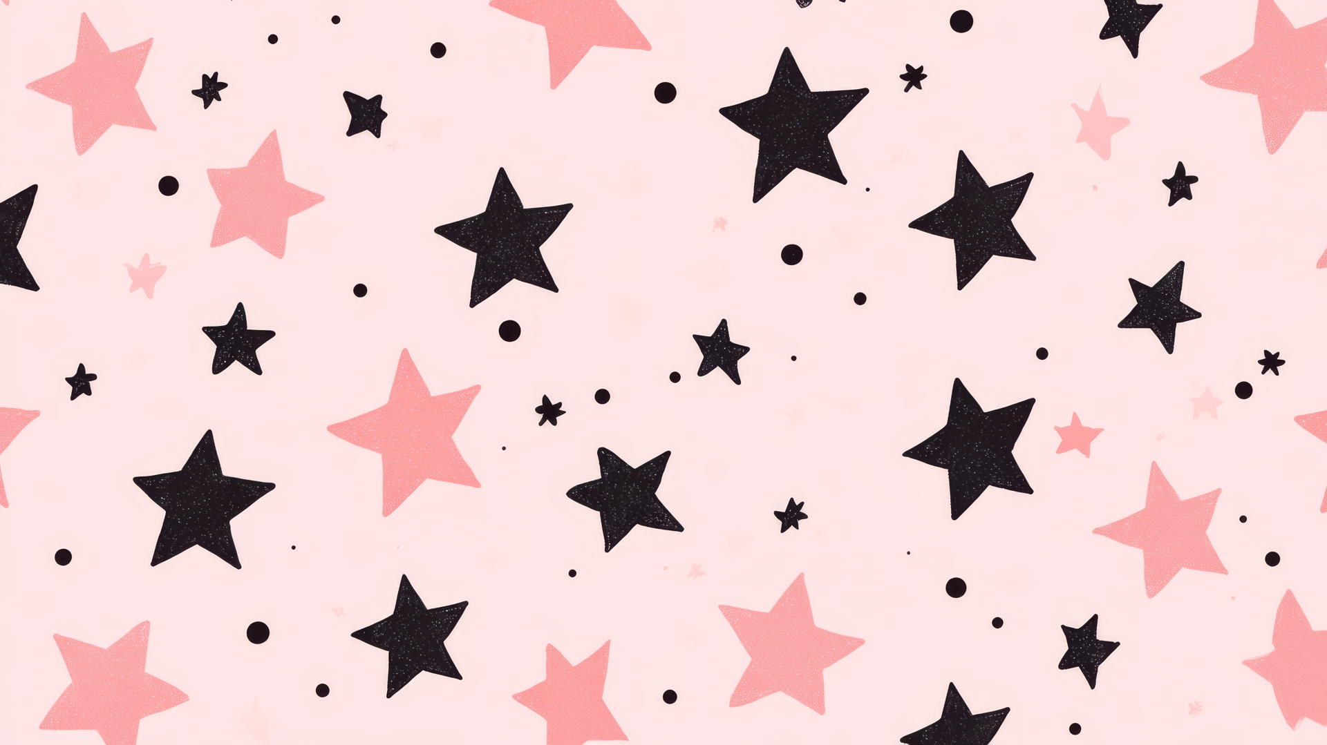 preppy wallpaper with pink stars and black dots on a pastel pink background