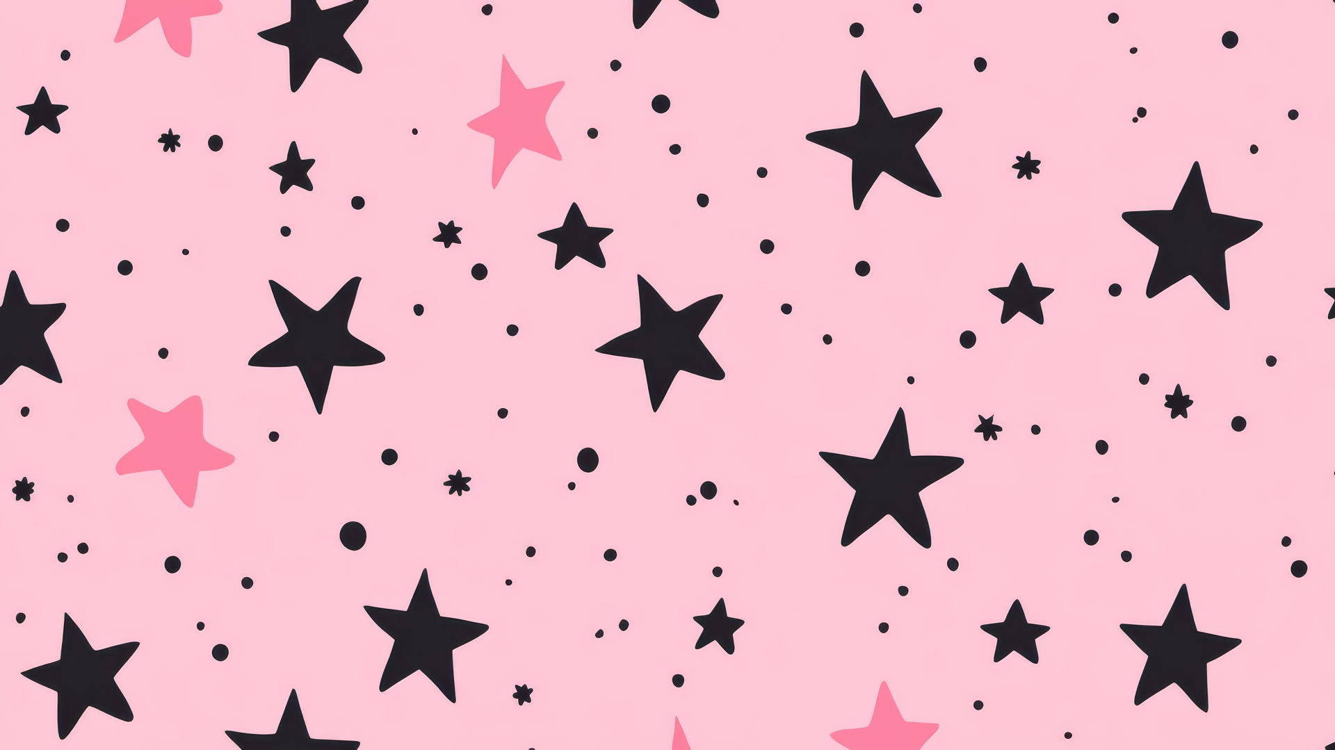 preppy wallpaper with pink stars and black dots on a pastel pink background