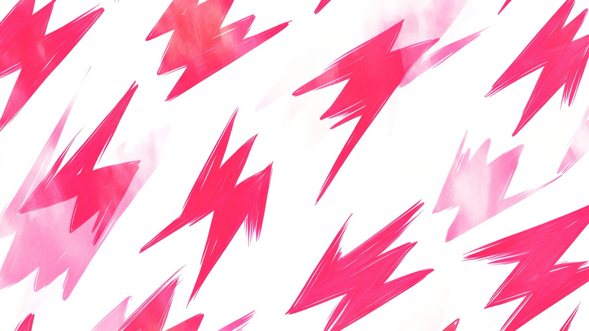 preppy wallpaper with pink lightning bolts, bold outlines, white background