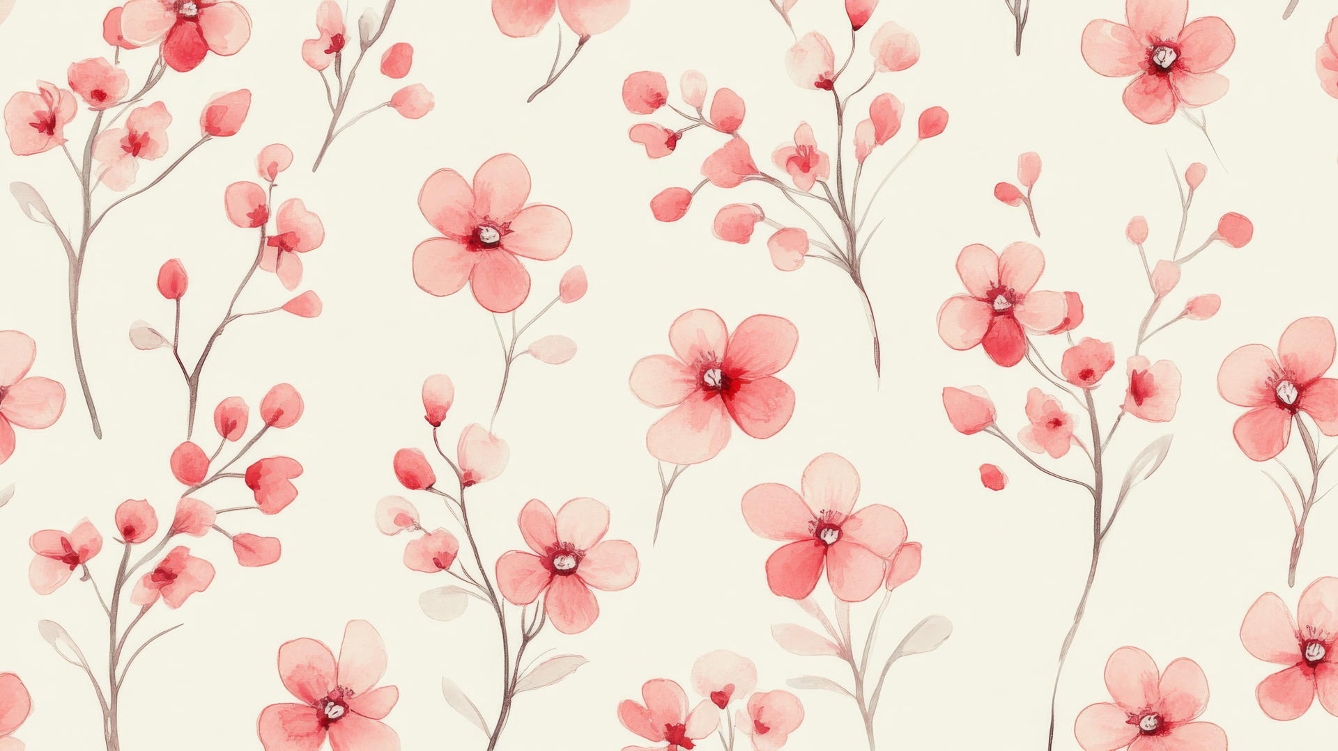 pink preppy wallpaper with small pink flowers on a cream background