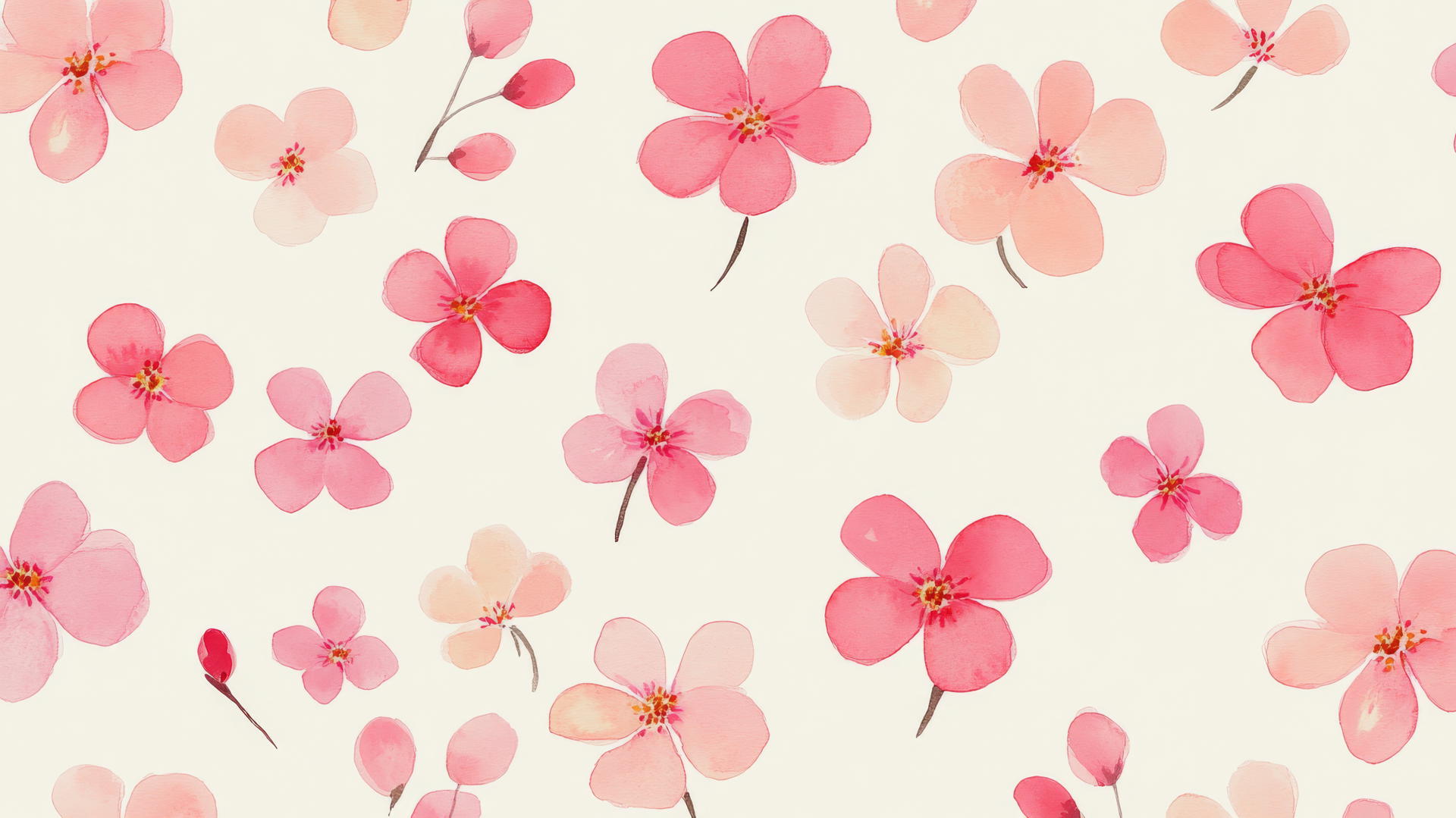 Pink preppy wallpaper of watercolor and small pink flowers