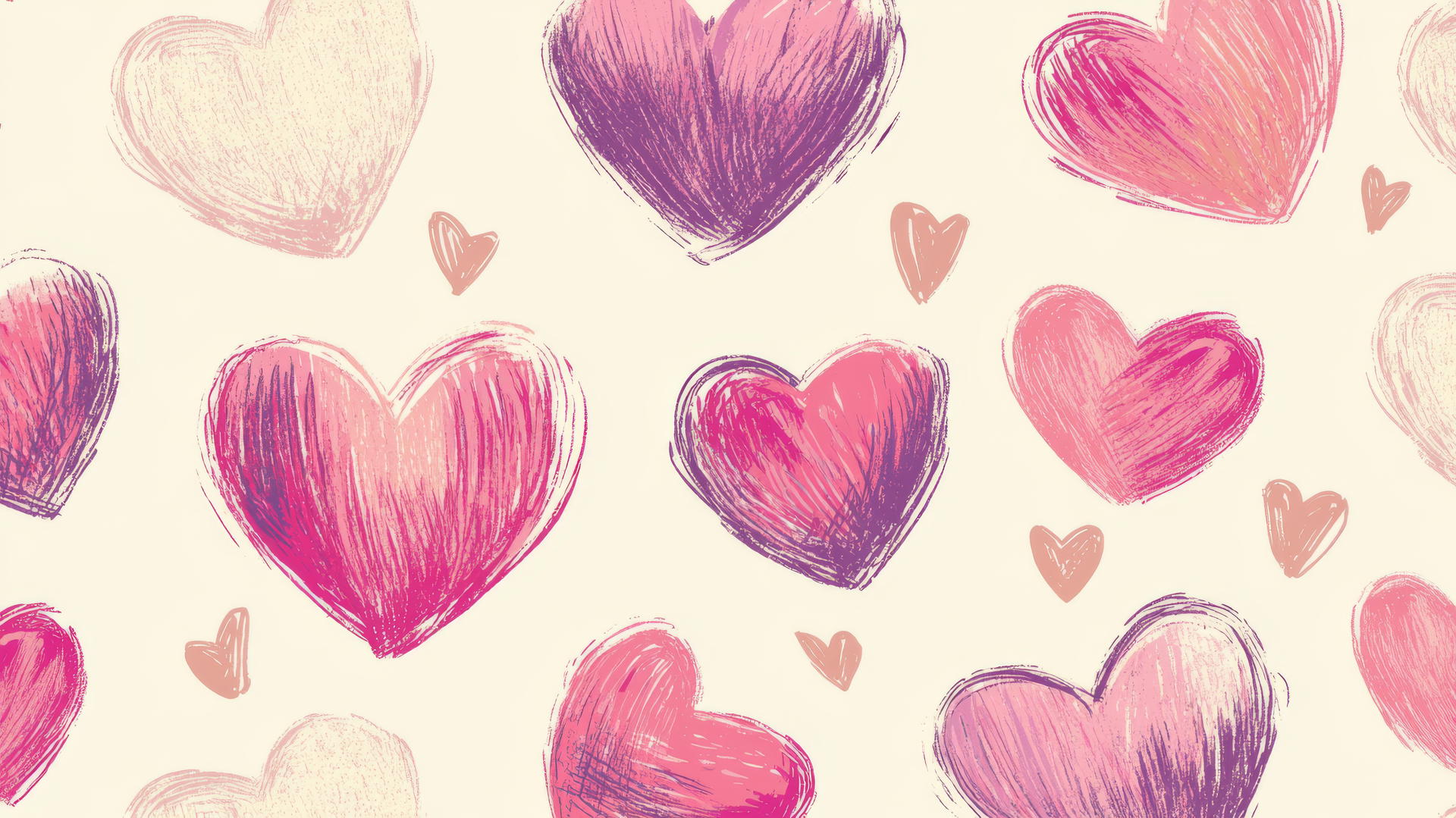 preppy pink wallpaper with pink hearts on cream background
