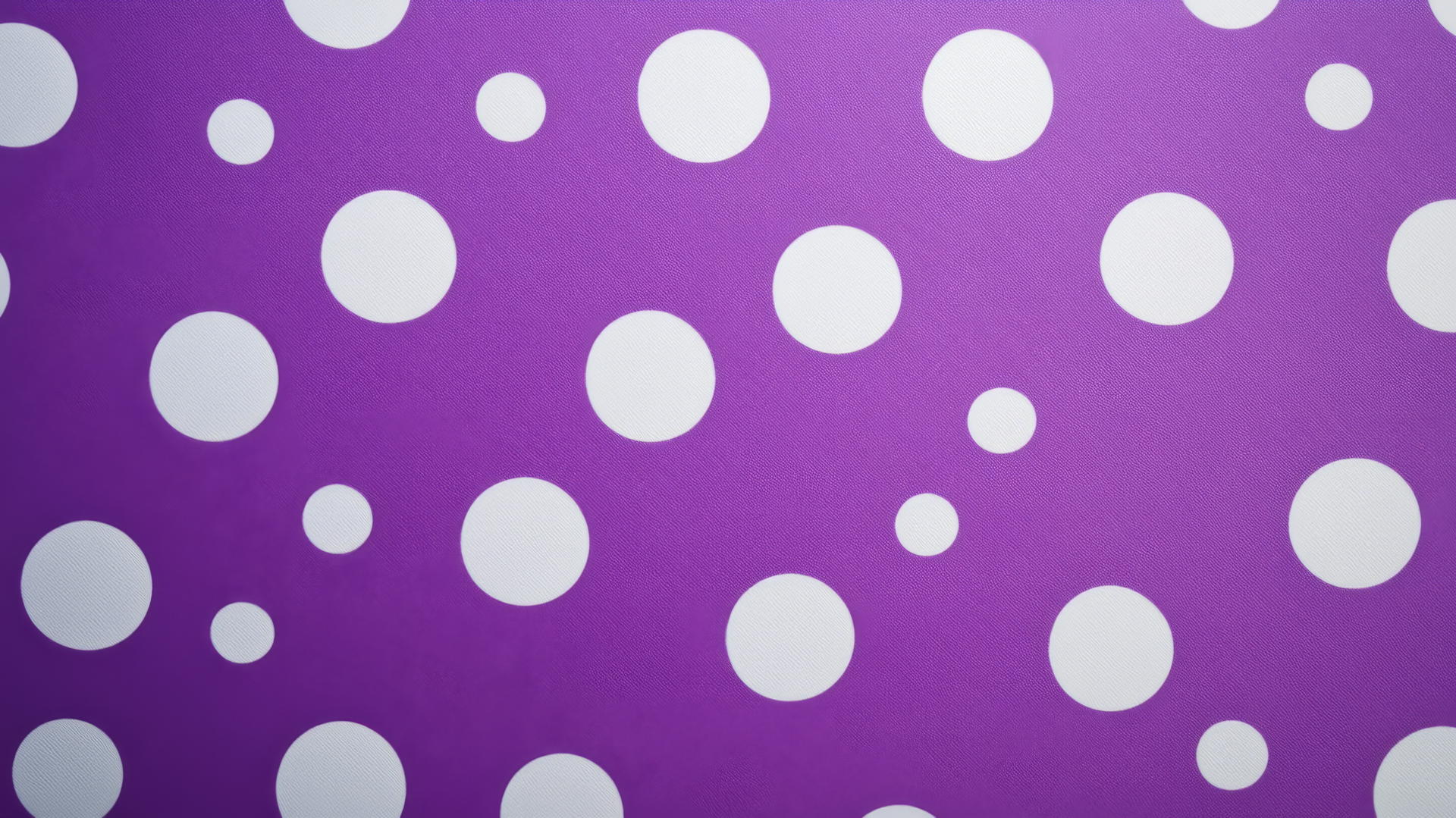 Preppy purple wallpaper with white polka dots and tiny lavender hearts.