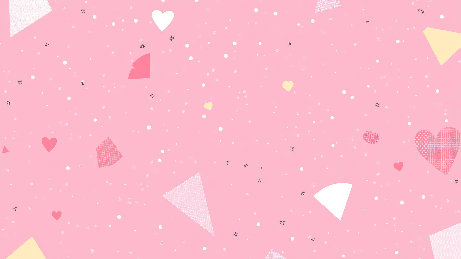 cute pink aesthetic wallpaper with geometric pattern, hearts, and dots