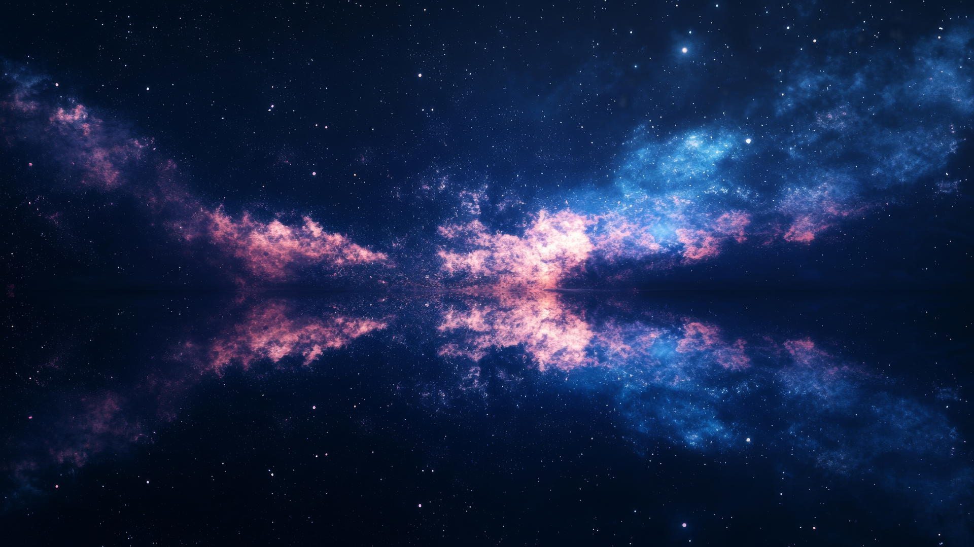 dark blue aesthetic wallpaper reflecting galaxy with stars and nebulae