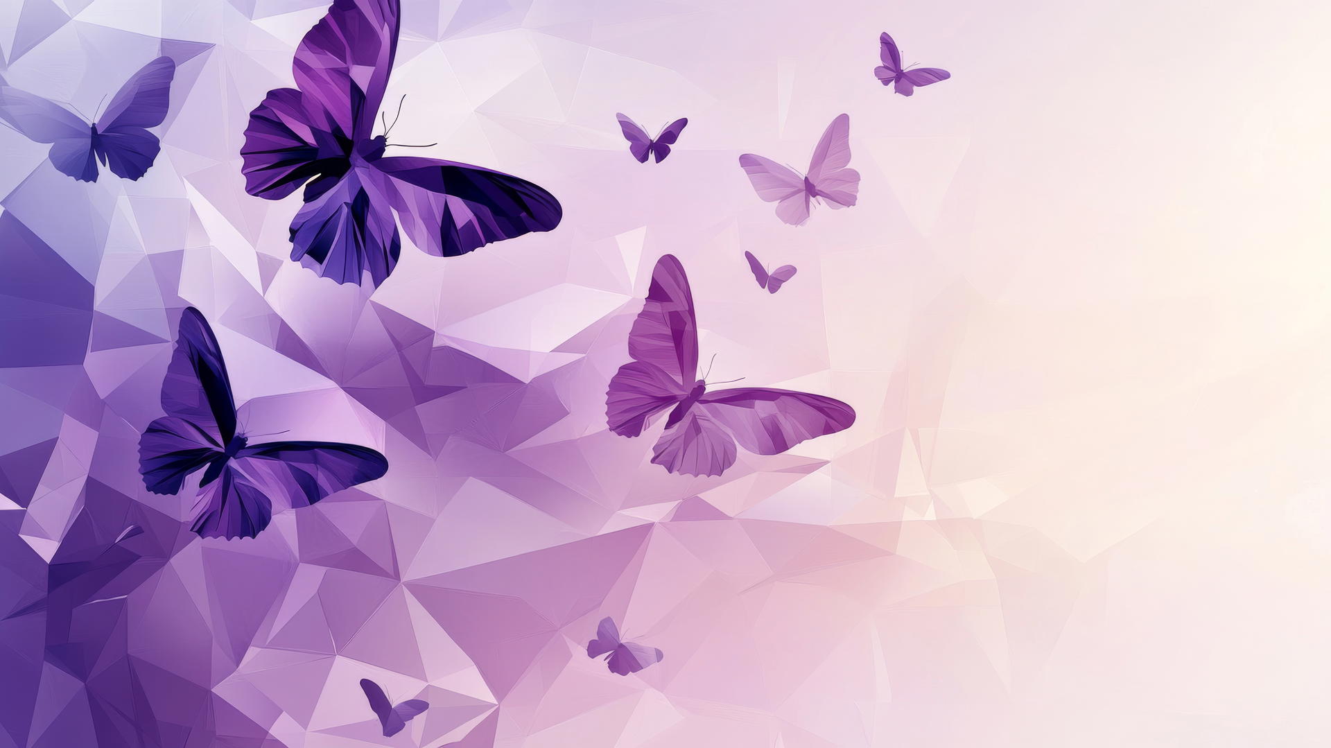 Purple butterfly wallpaper with geometric design and gradient background