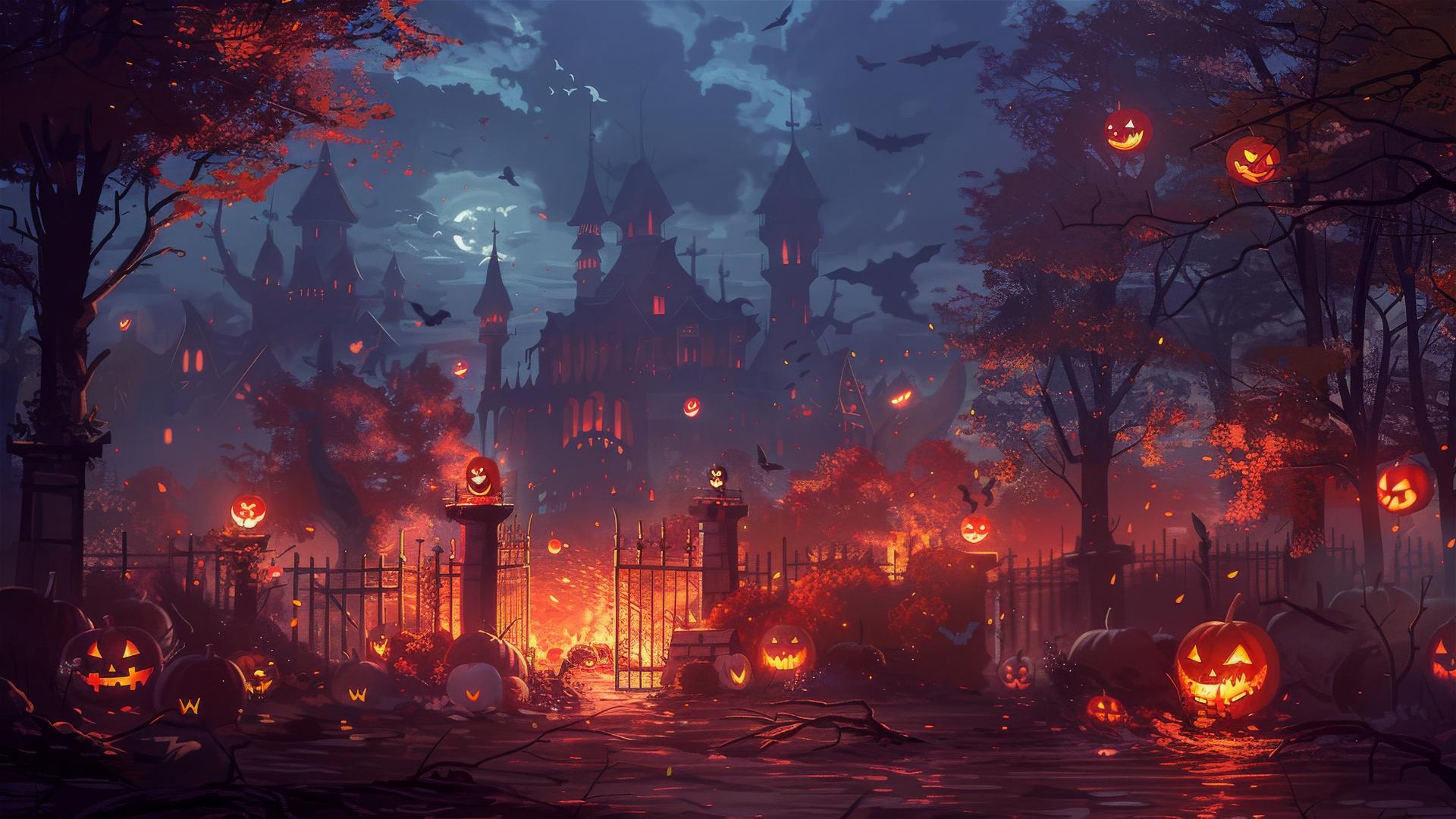 Spooky Halloween background with eerie elements.