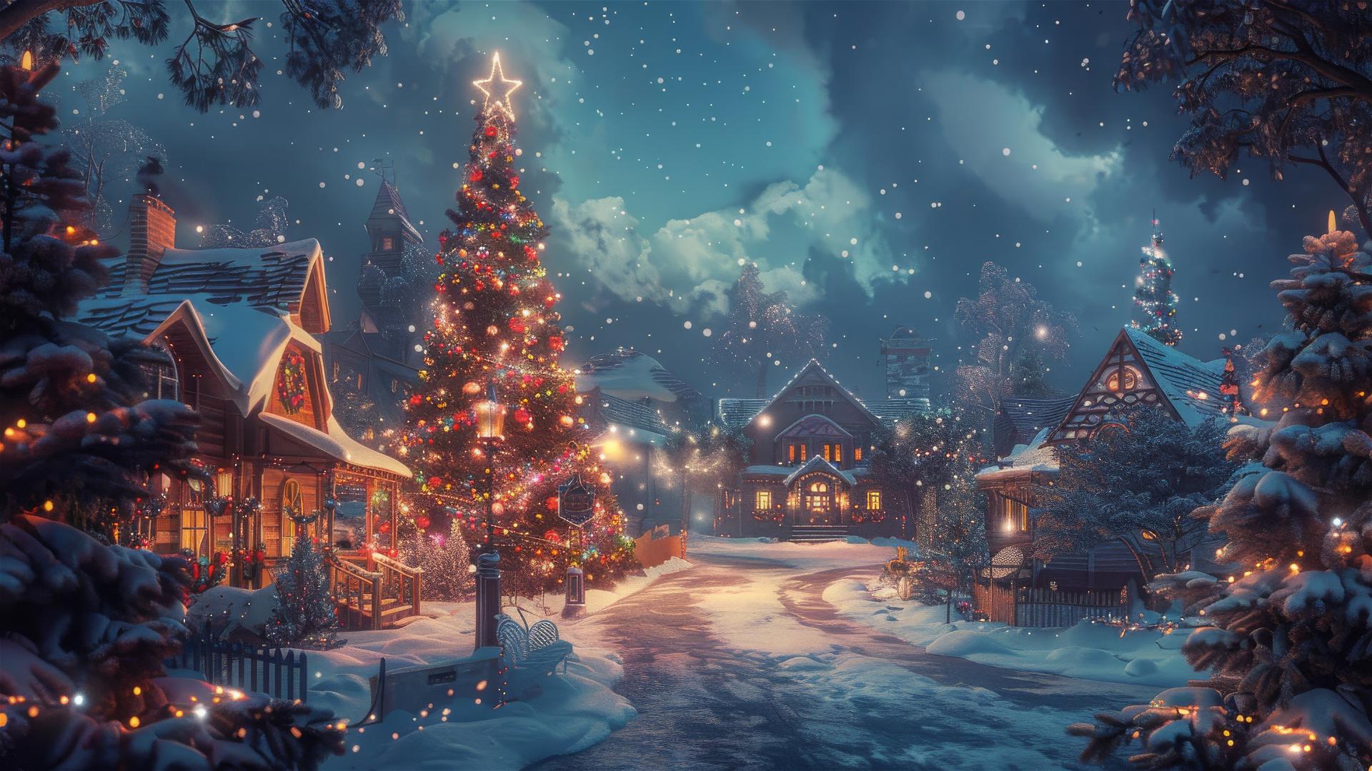 Christmas-themed background with festive elements in 4K resolution.