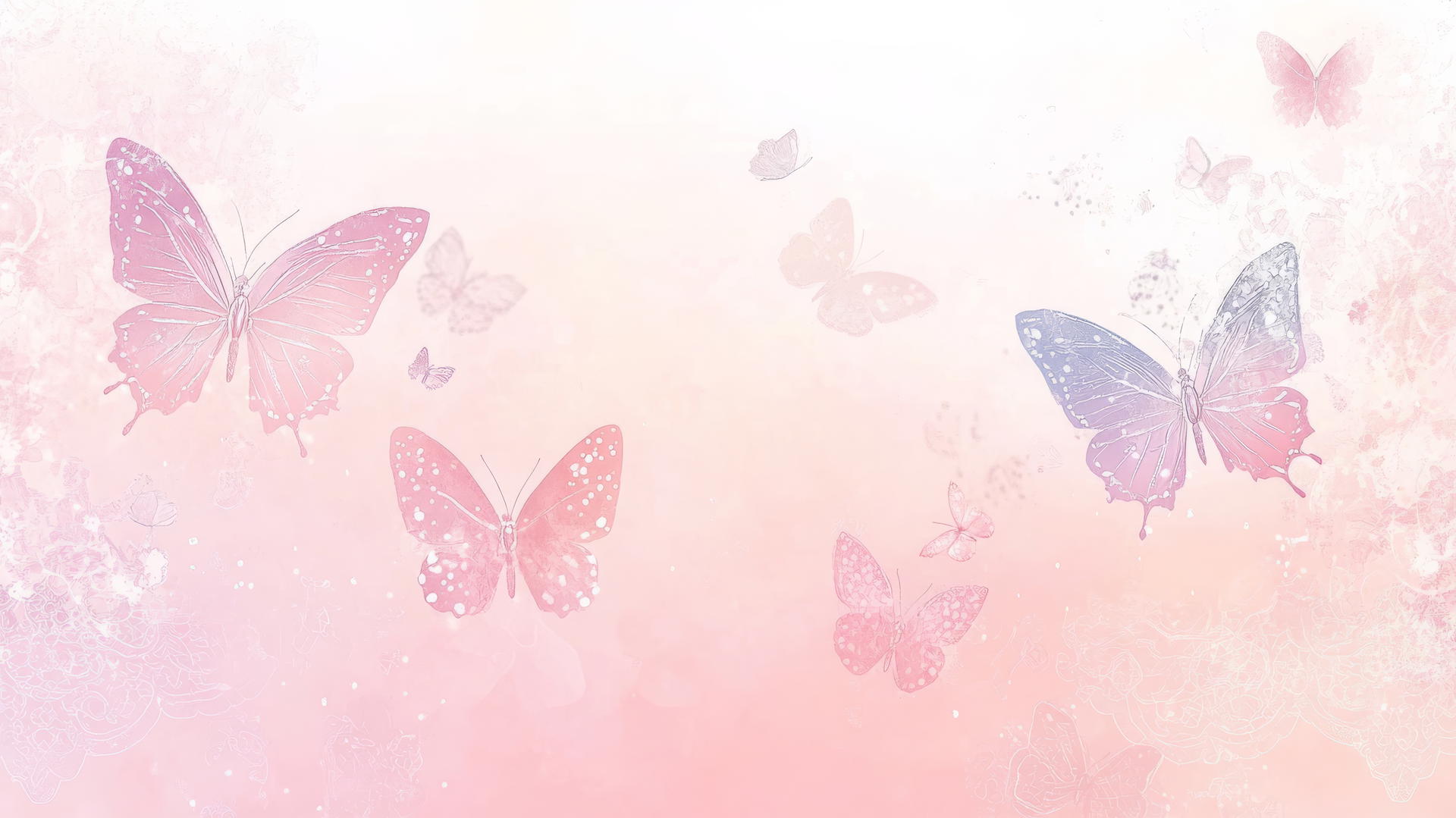 cute pink aesthetic wallpaper with butterflies and lace borders