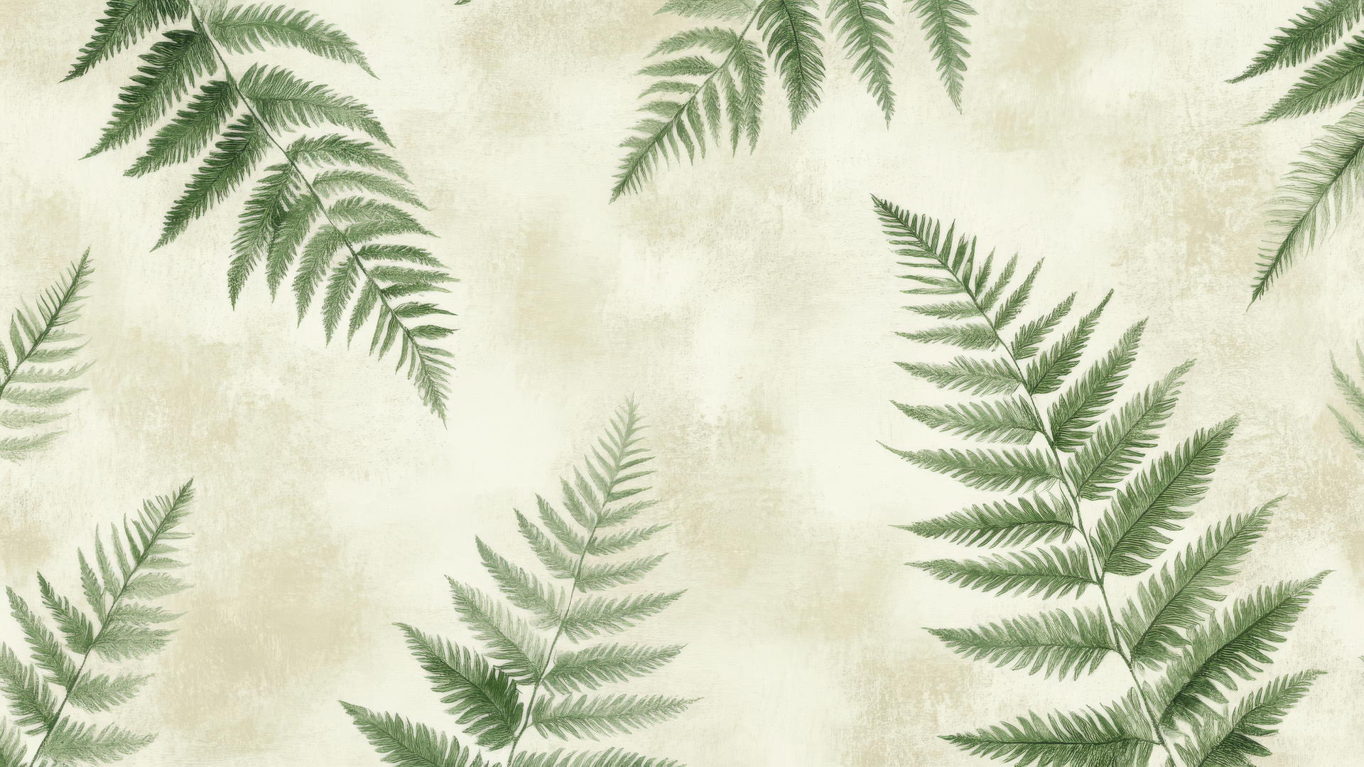 sage green aesthetic wallpaper with fern leaves on light textured background