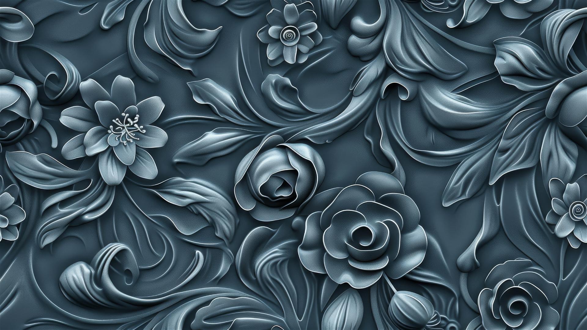3D floral seamless tile pattern
