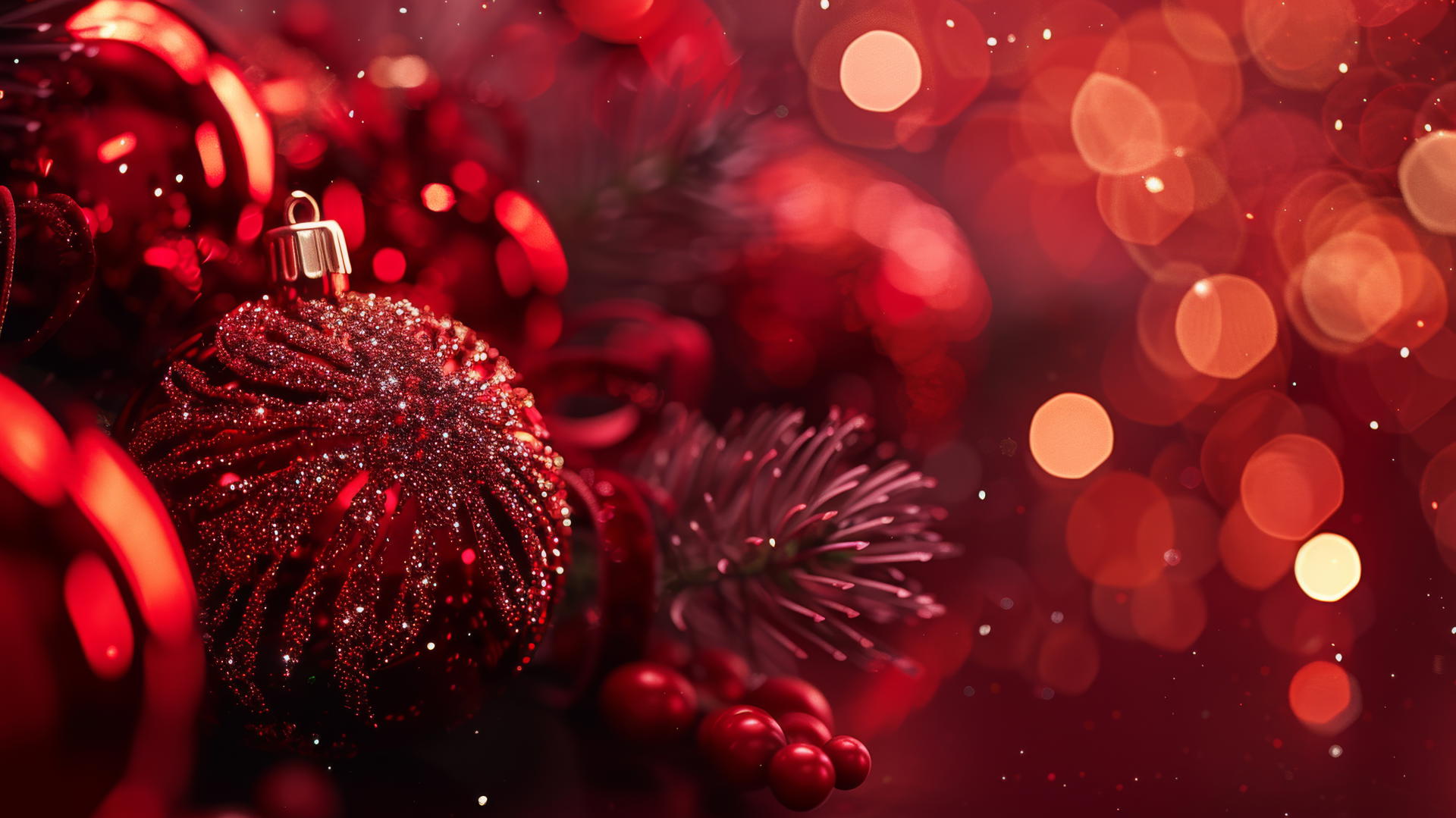 Christmas background with lots of red in 4K