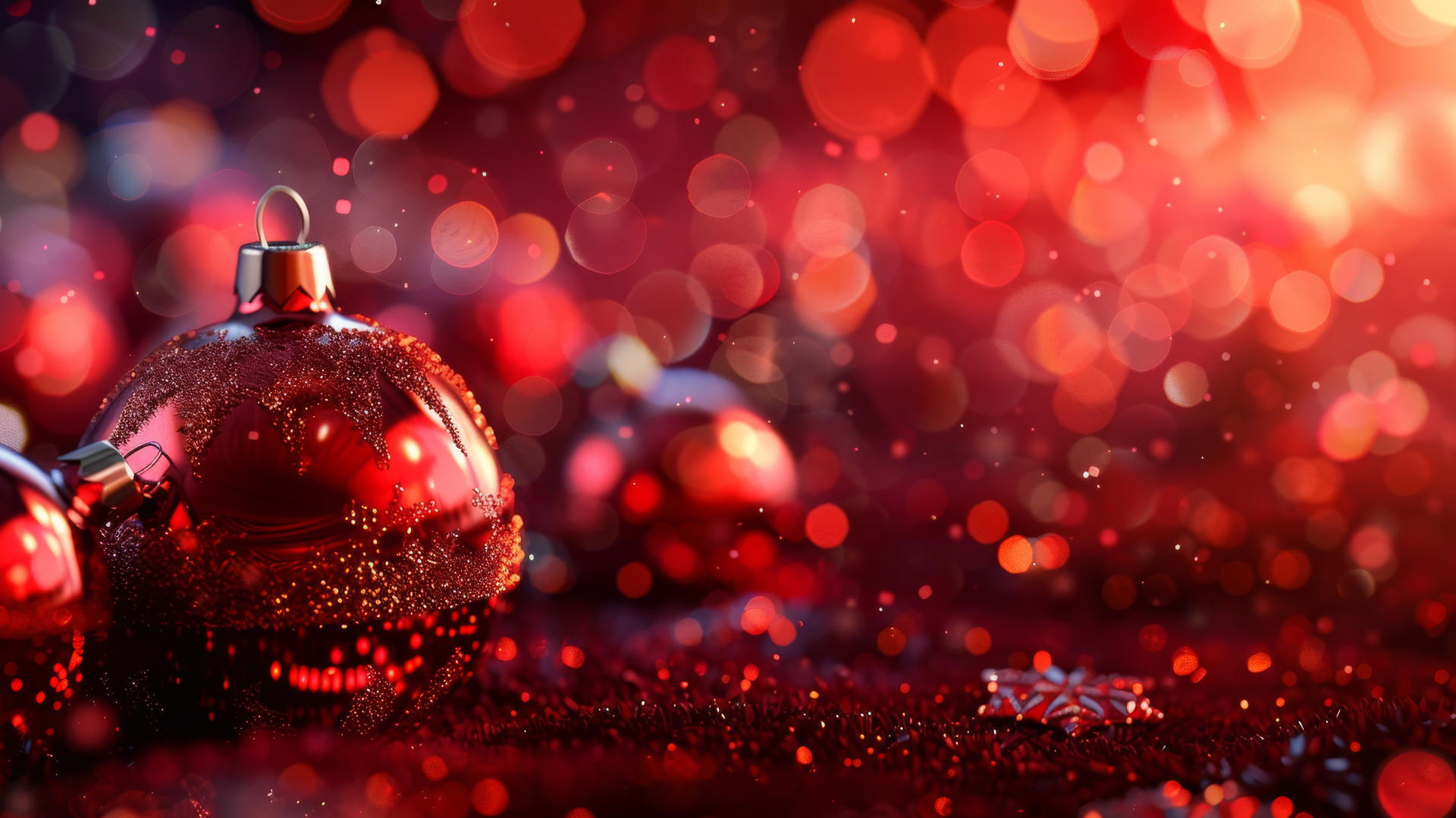 Christmas background with lots of red in 4K