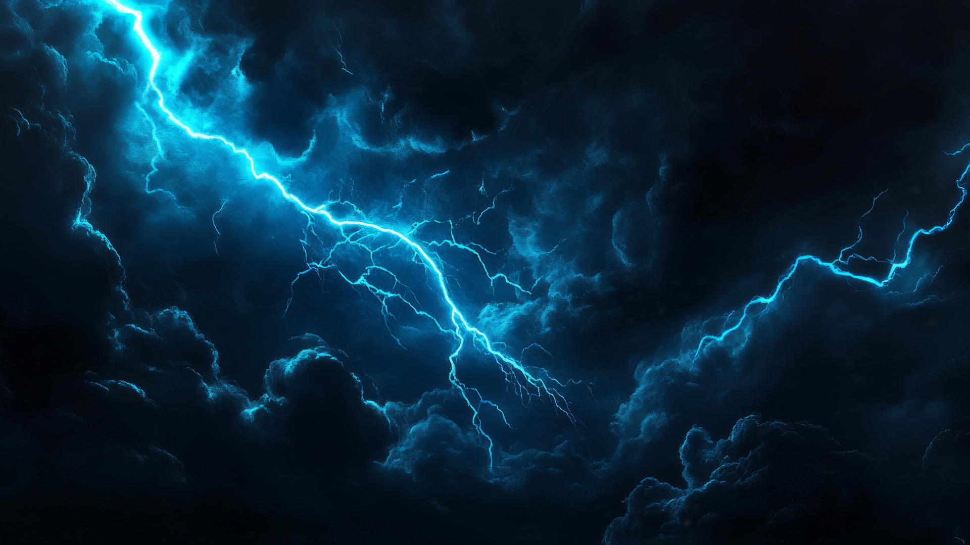 black and blue wallpaper with neon blue lightning bolt and glowing electric currents