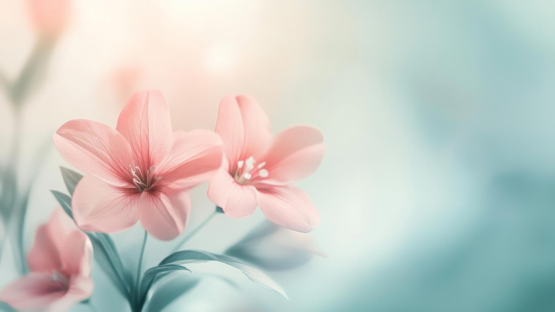 spring wallpaper with delicate pastel petals on a light gradient background