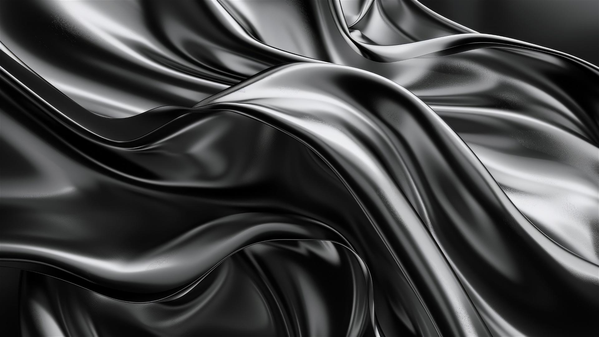 Elegant black and silver flowing shapes on iPhone background