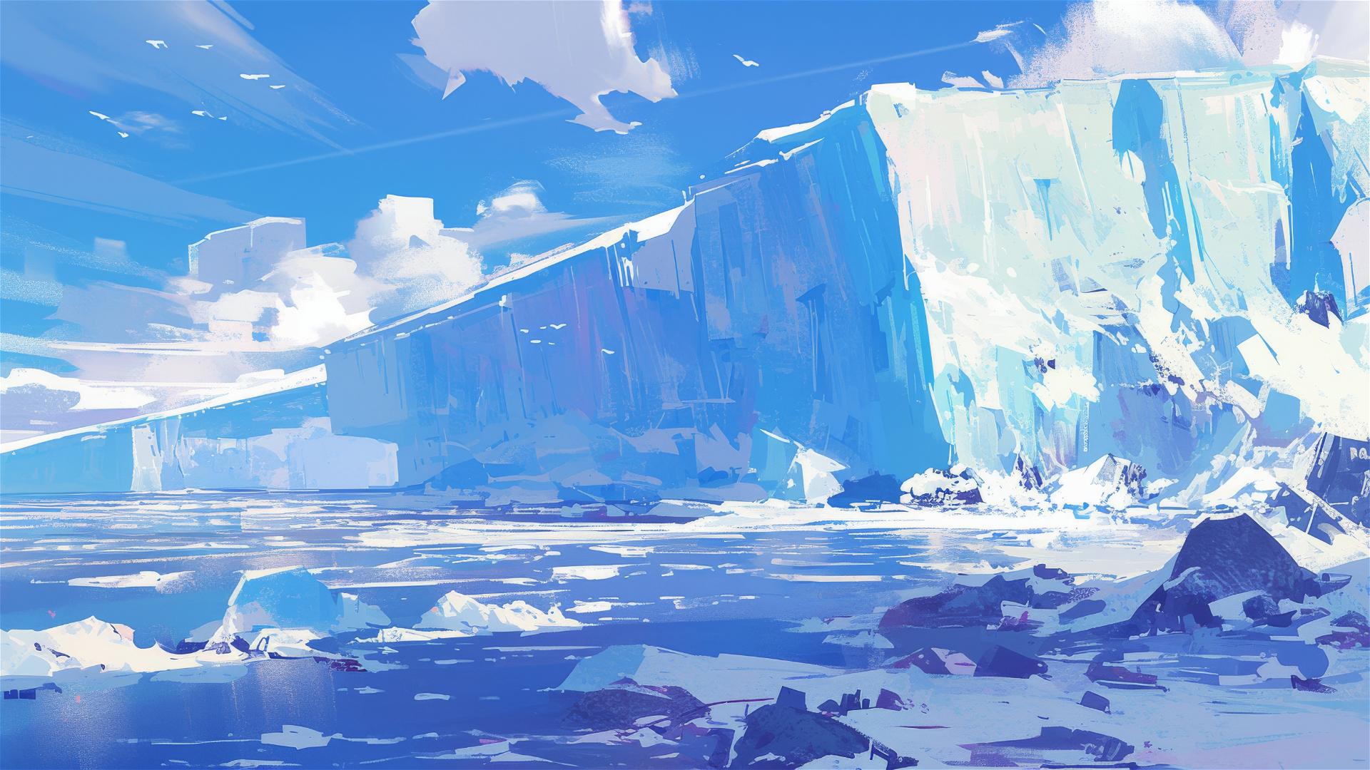 Echoing glacier with audible whispers across clear ice