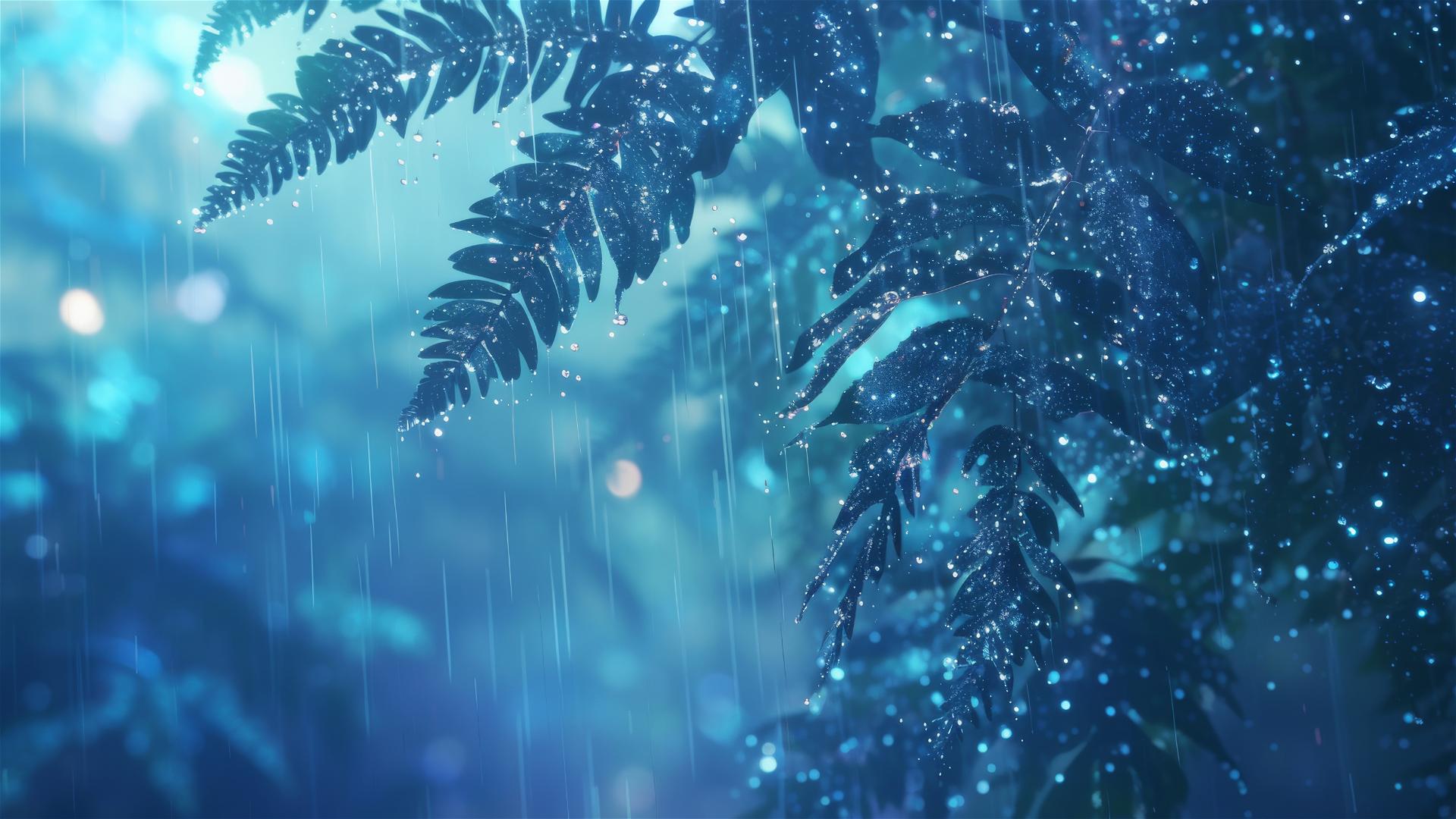 3D holographic rain showcasing native flora and fauna images