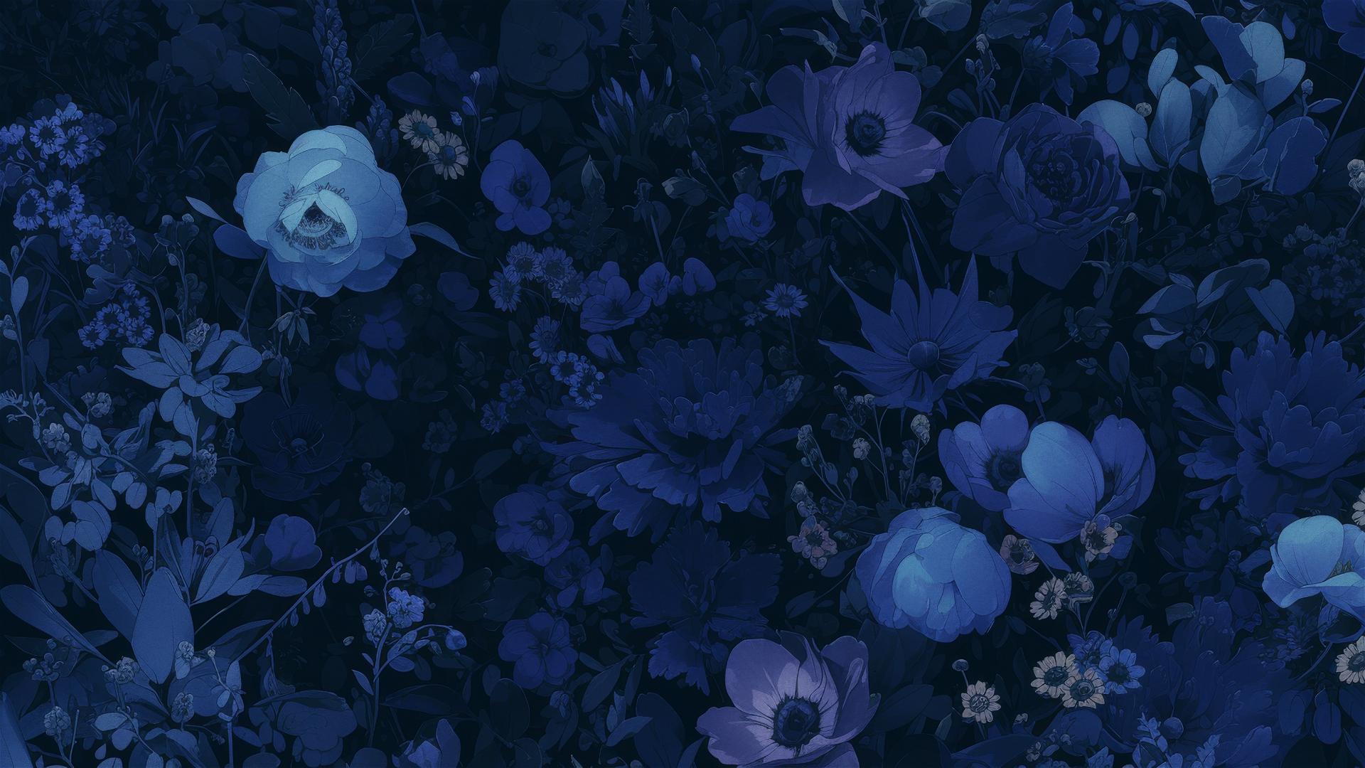 Luminescent flowers in a dark twilight garden