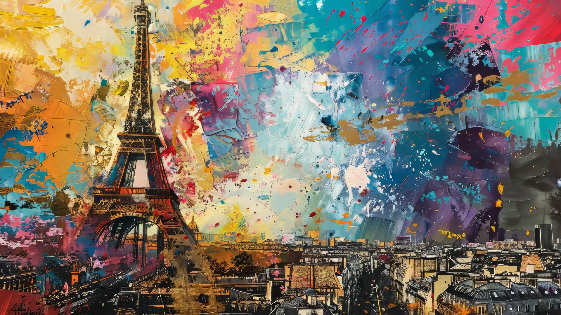 Impressionist Paris skyline painting