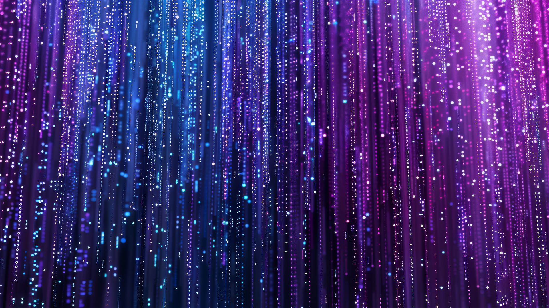 Matrix-style streaming numbers background transitioning from purple to blue