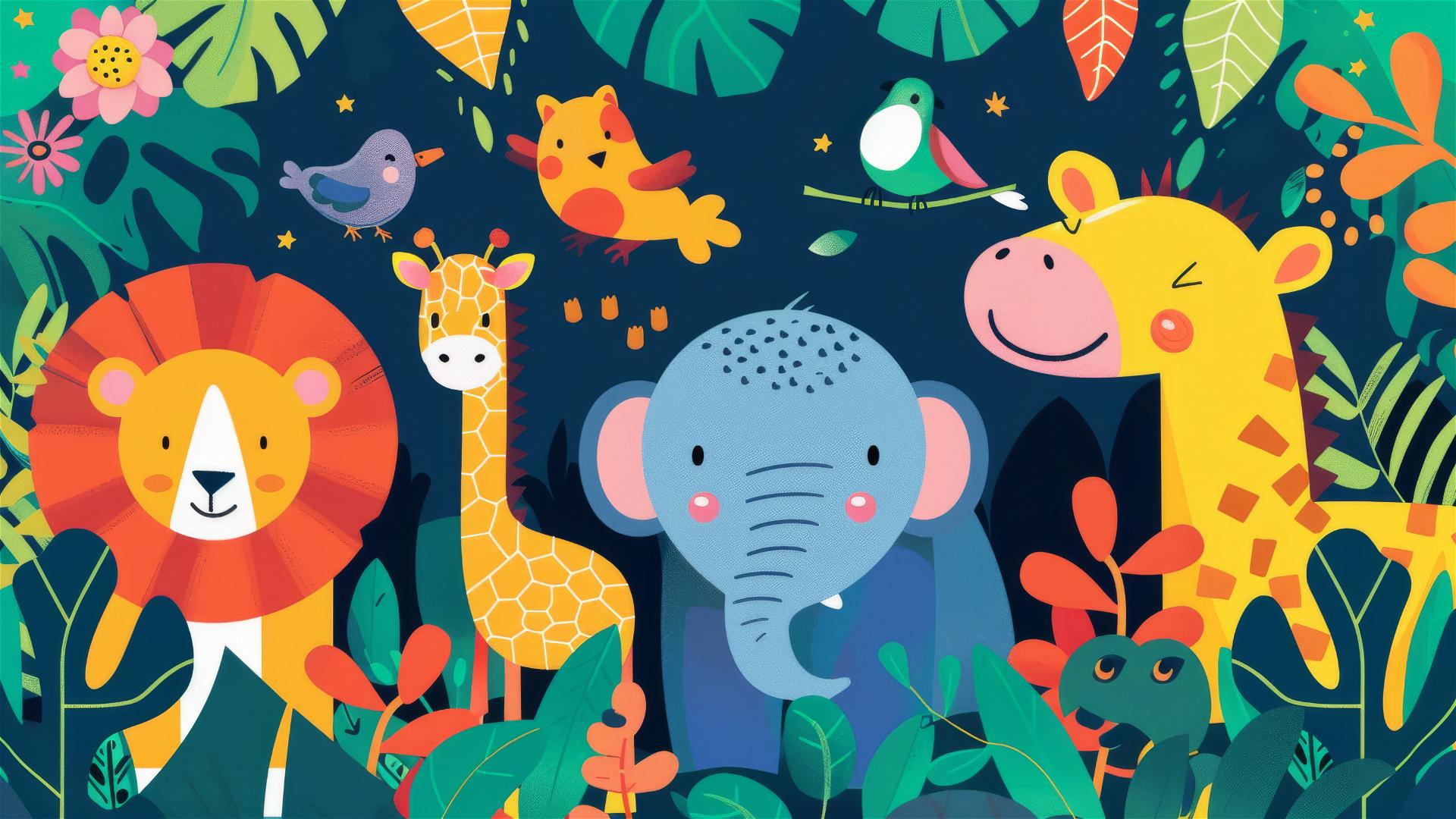 Simple colorful animal illustrations on book cover