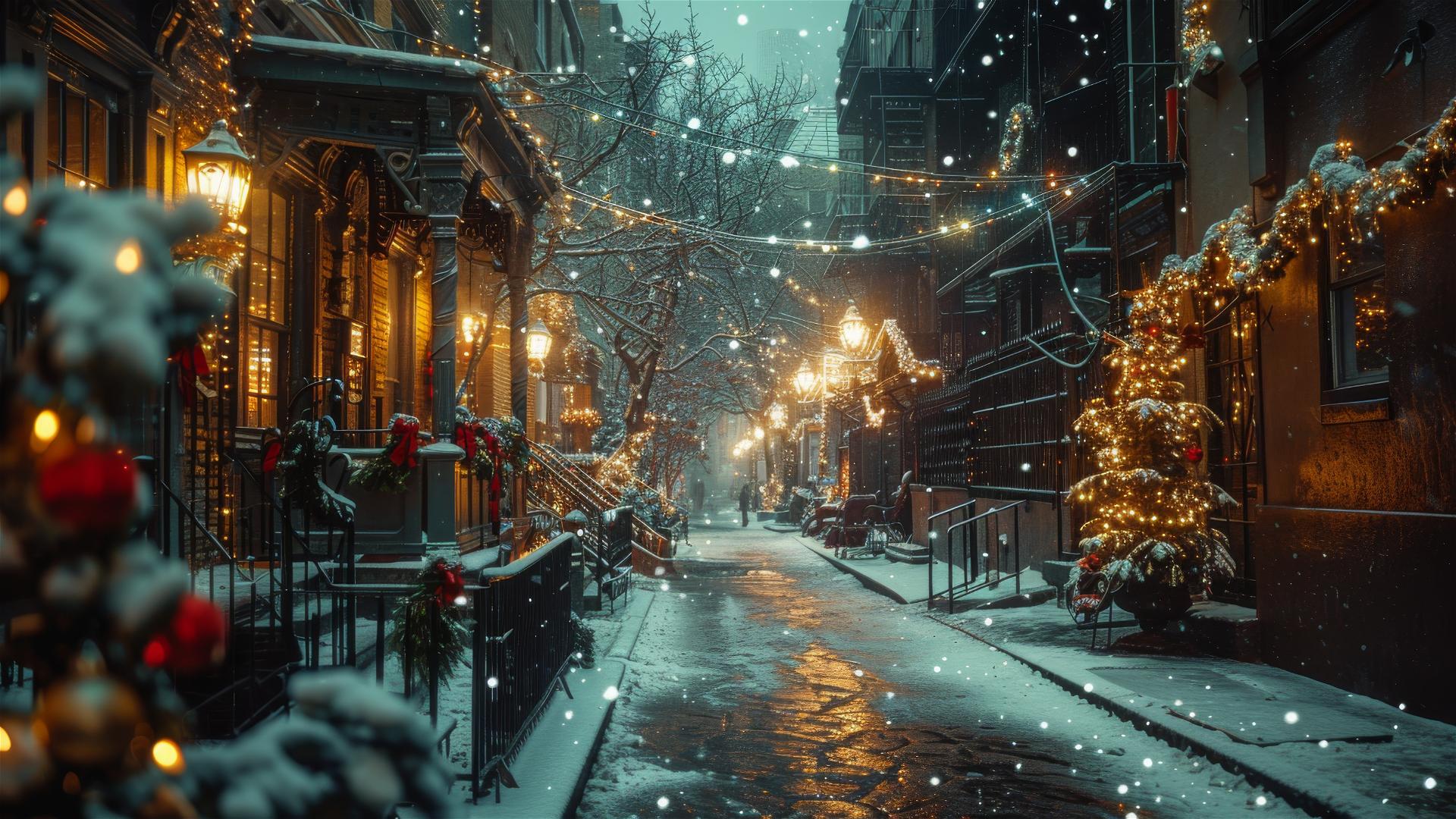 Christmas night with silent street