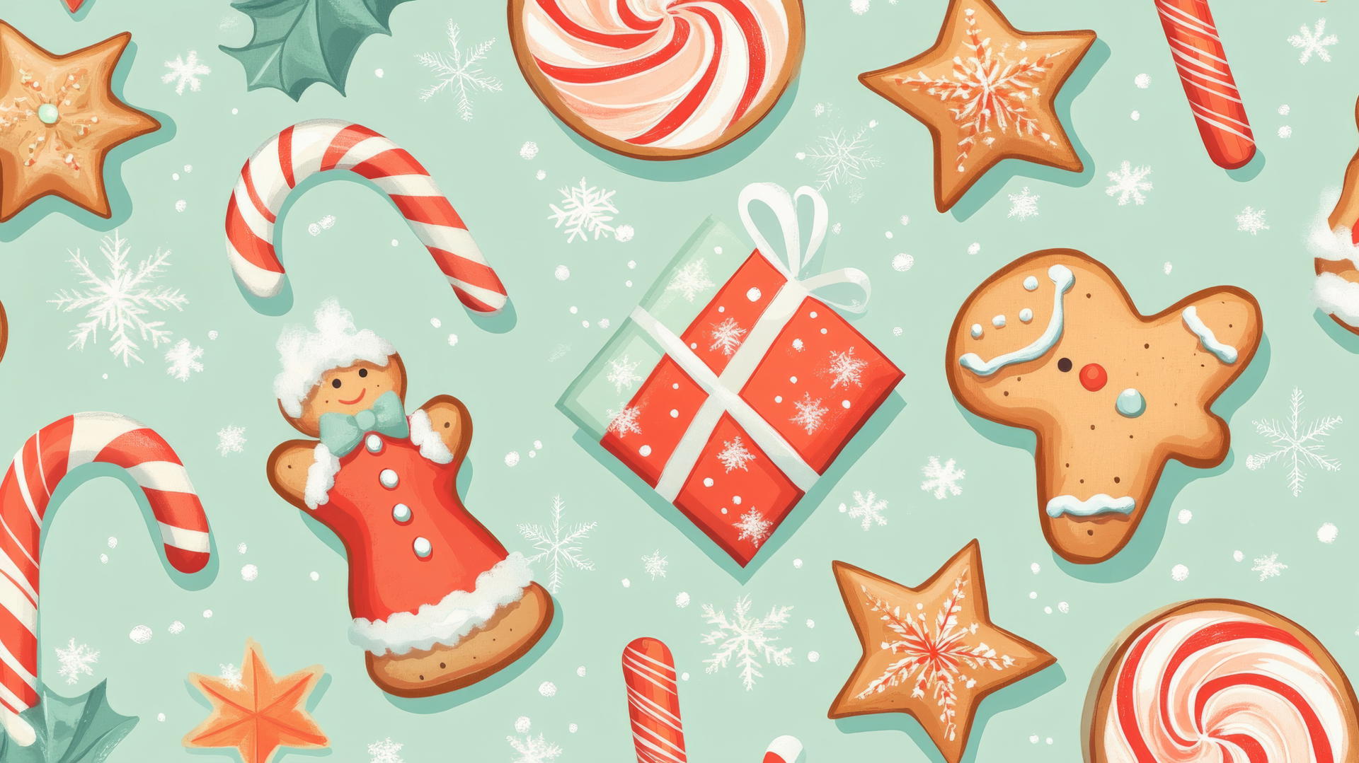 Cute Christmas wallpaper preppy with candy canes and cookies