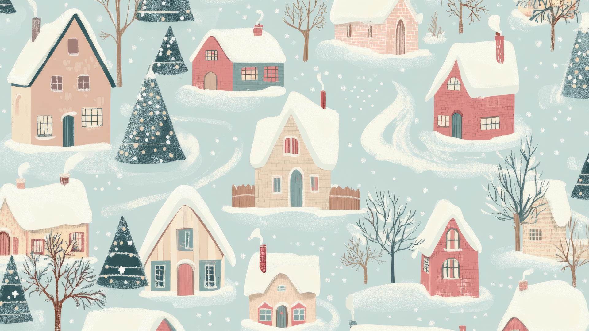 Preppy wallpaper Christmas with snow-covered trees