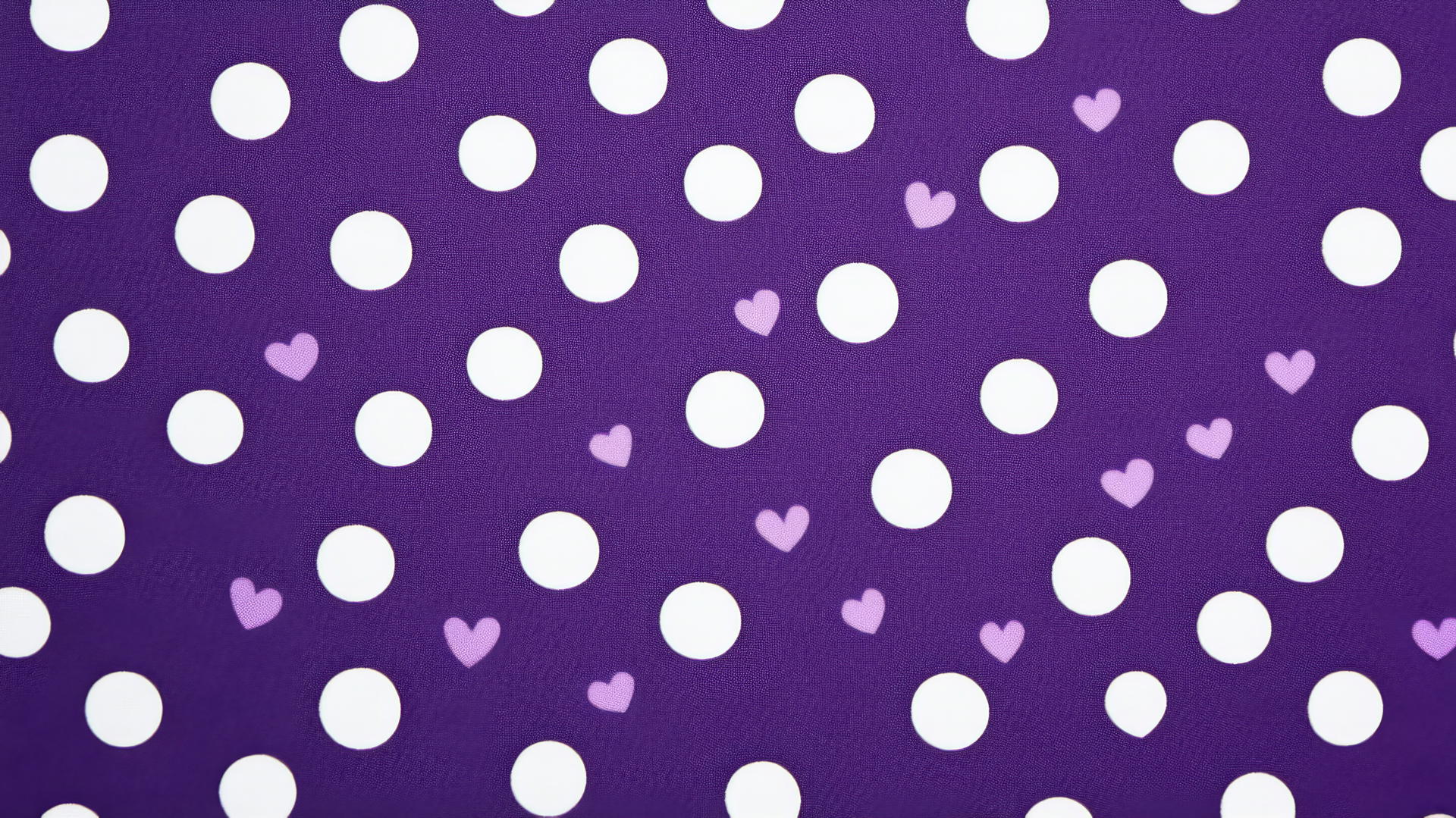 preppy purple wallpaper with white polka dots and tiny lavender hearts