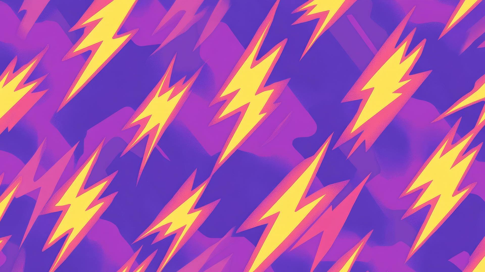 Bold purple lightning bolts with bright yellow accents on pastel purple background, purple preppy wallpaper.